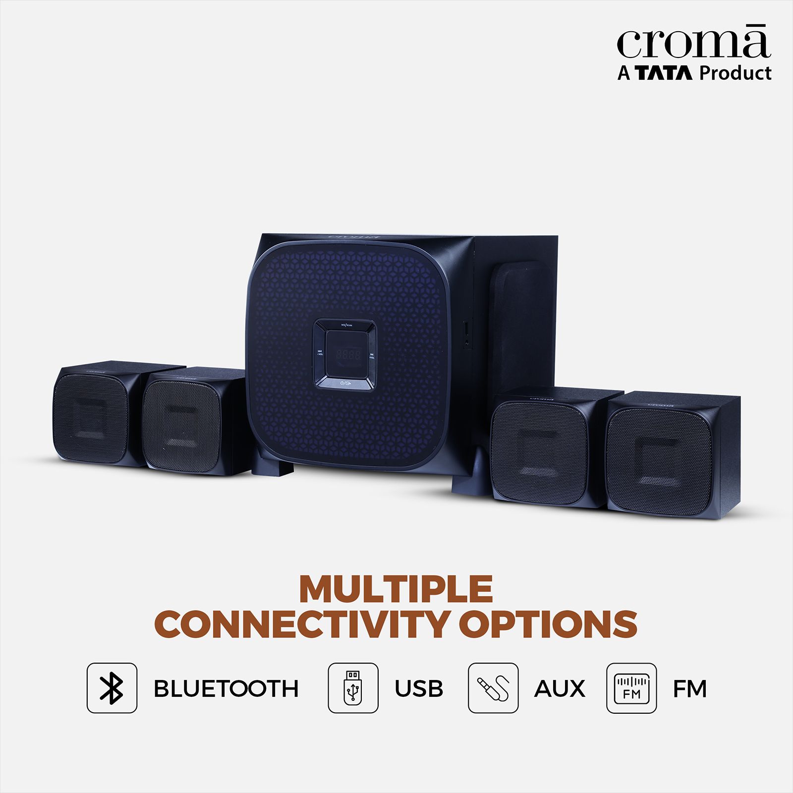 Croma 65W Bluetooth Home Theatre with Remote (Surround Sound, 4.1 Channel, Black)_12