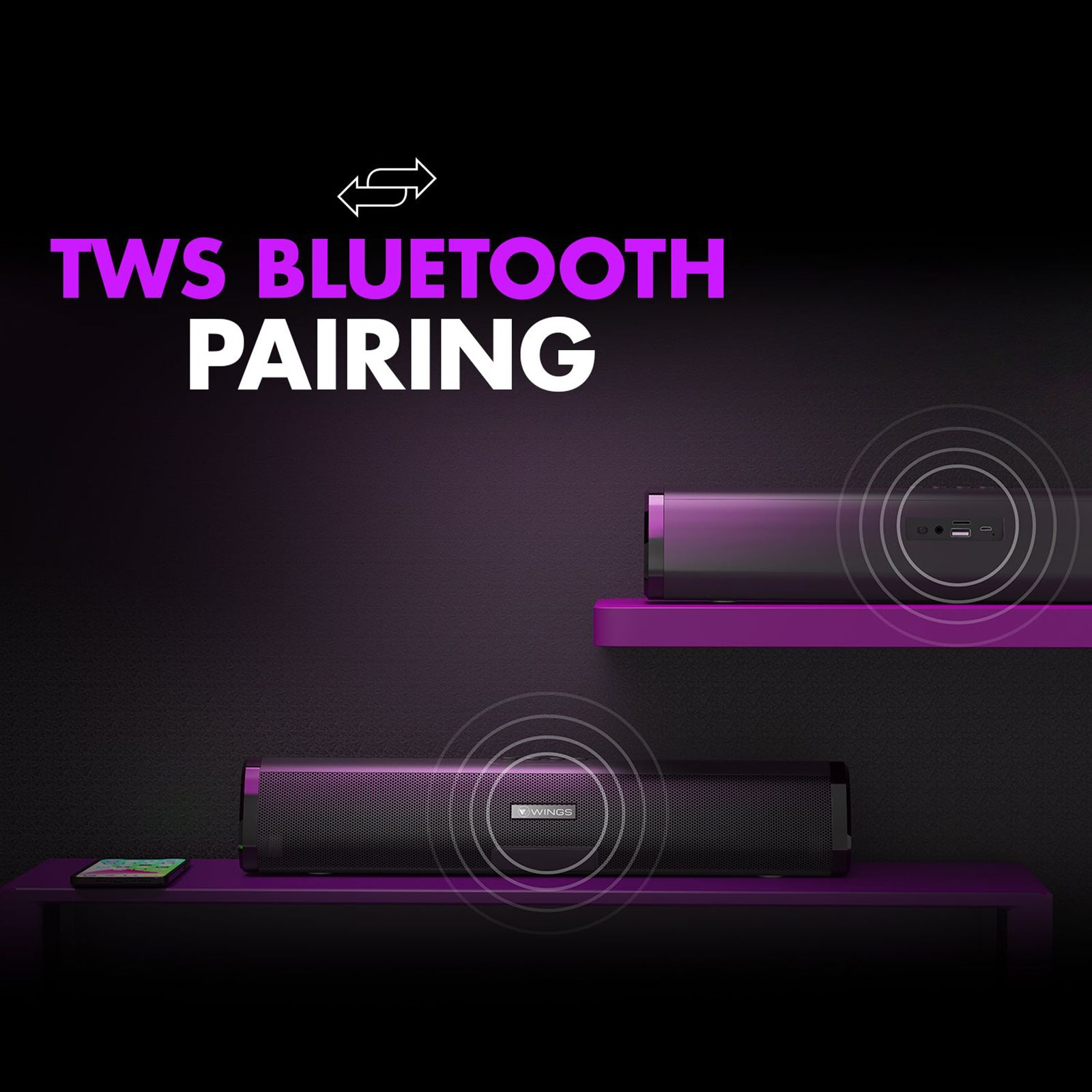 WINGS Center Stage 210 20W Bluetooth Soundbar (Deep Bass, 2.0 Channel, Black) WINGS Center Stage 210 20W Bluetooth Soundbar (Deep Bass, 2.0 Channel, Black)_12