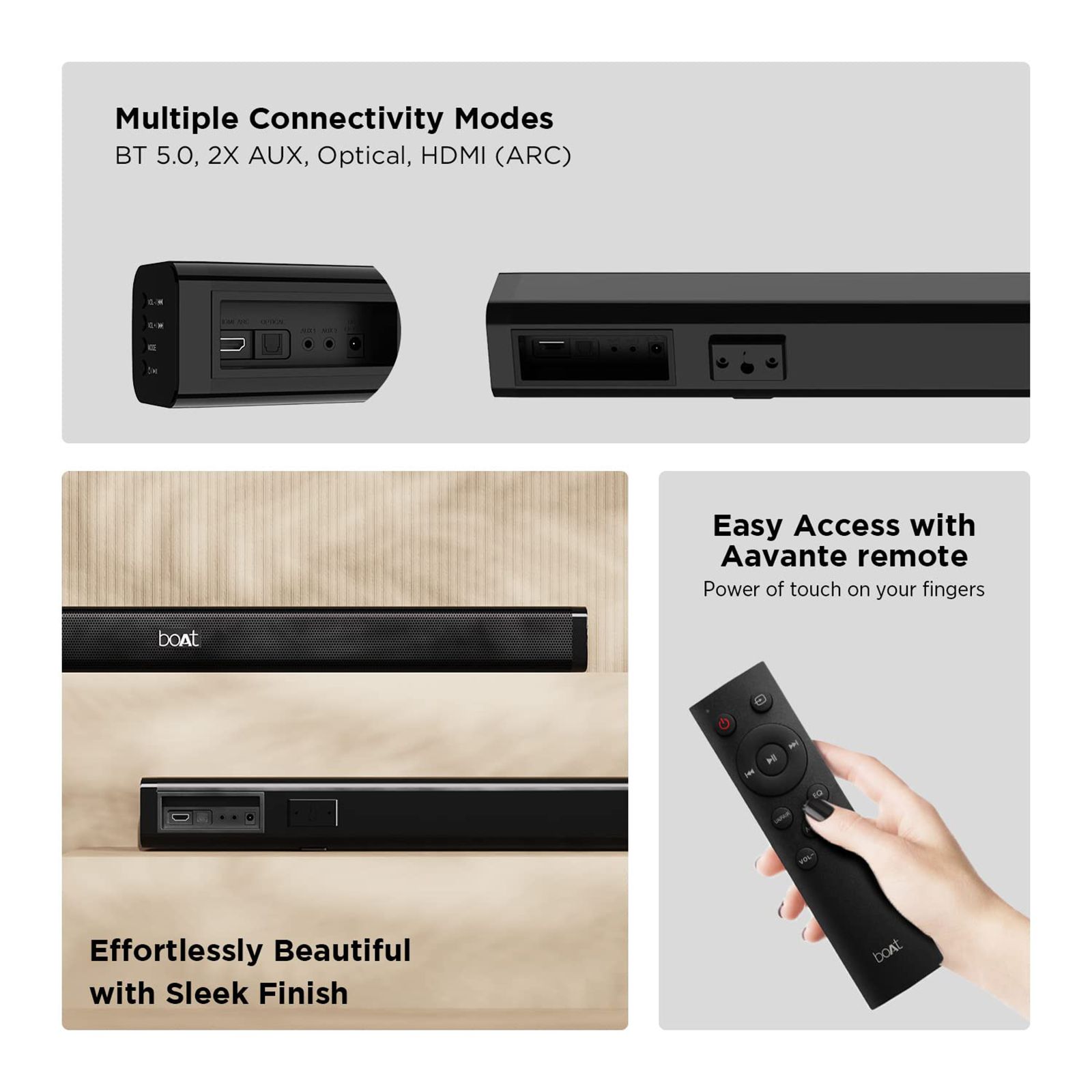 boAt Aavante Bar 908 30W Bluetooth Soundbar with Remote (Signature Sound, 2.0 Channel, Black) boAt Aavante Bar 908 30W Bluetooth Soundbar with Remote (Signature Sound, 2.0 Channel, Black)_7