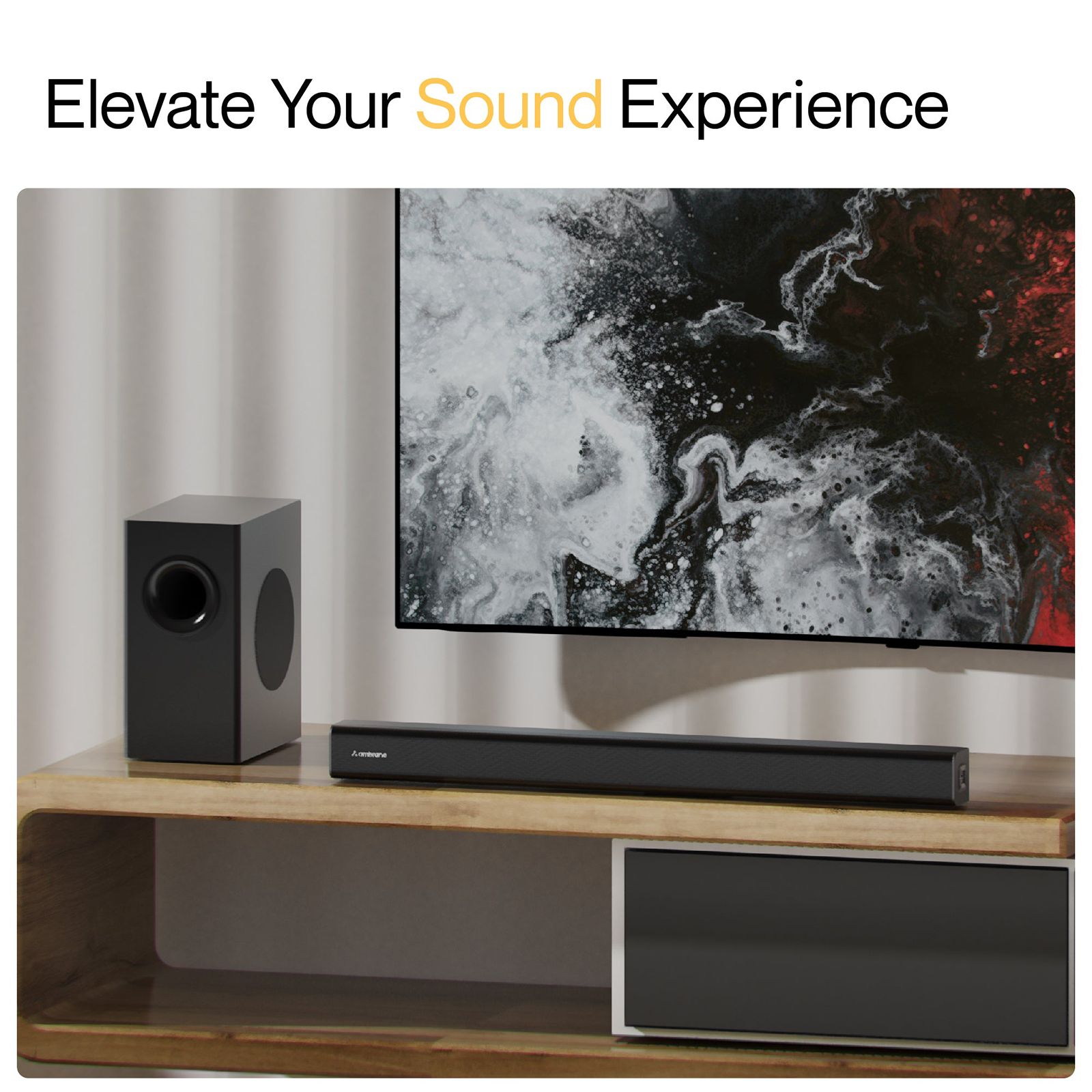 ambrane Evoke Bar 120W Bluetooth Soundbar with Remote (Surround Sound, 2.1 Channel, Black) ambrane Evoke Bar 120W Bluetooth Soundbar with Remote (Surround Sound, 2.1 Channel, Black)_9