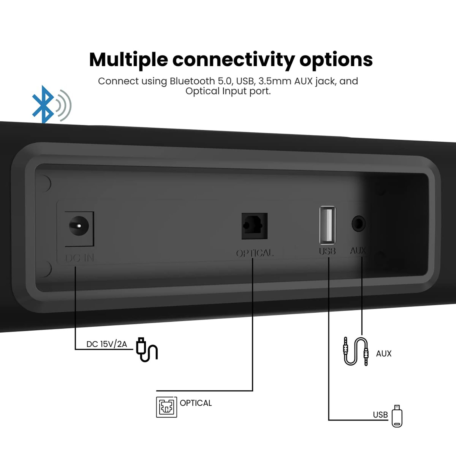 PORTRONICS Sound Slick 5 80W Bluetooth Soundbar with Remote (Surround Sound, Black) PORTRONICS Sound Slick 5 80W Bluetooth Soundbar with Remote (Surround Sound, Black)_10