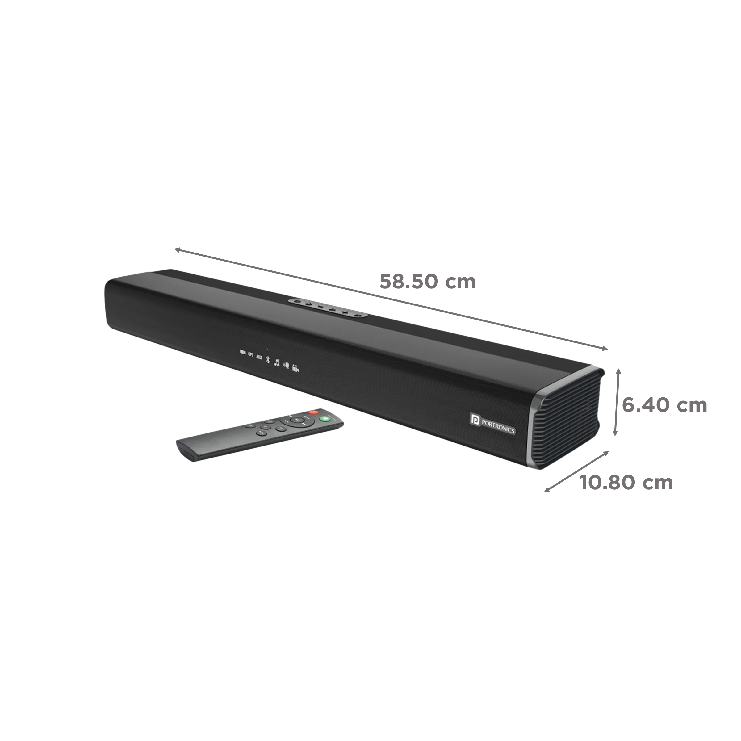 PORTRONICS Sound Slick 5 80W Bluetooth Soundbar with Remote (Surround Sound, Black) PORTRONICS Sound Slick 5 80W Bluetooth Soundbar with Remote (Surround Sound, Black)_3