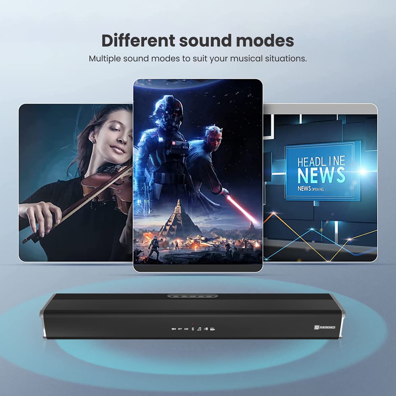 PORTRONICS Sound Slick 5 80W Bluetooth Soundbar with Remote (Surround Sound, Black) PORTRONICS Sound Slick 5 80W Bluetooth Soundbar with Remote (Surround Sound, Black)_7