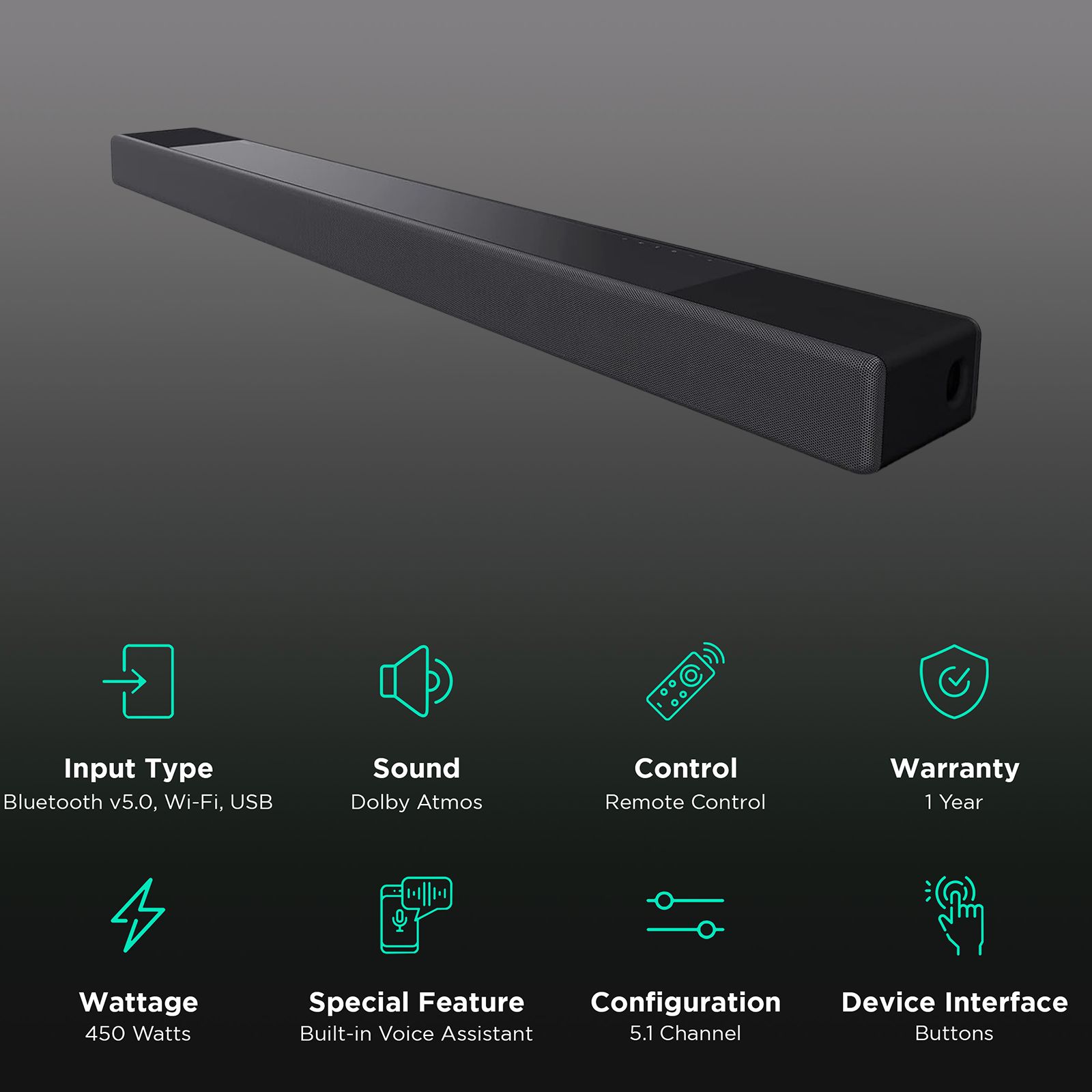 SONY HT-A5000 450W Bluetooth Soundbar with Remote (Dolby Atmos, 5.1.2 Channel, Black) SONY HT-A5000 450W Bluetooth Soundbar with Remote (Dolby Atmos, 5.1.2 Channel, Black)_2