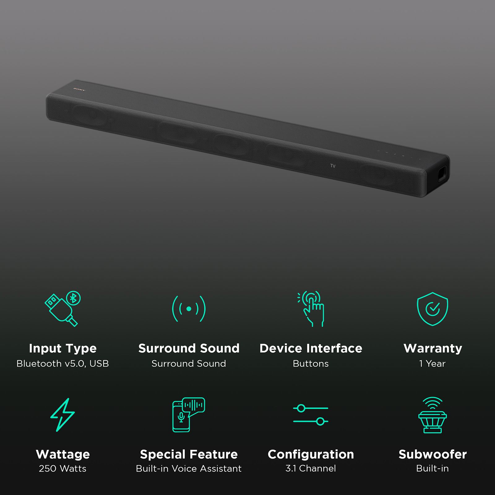 SONY HT-A3000 250W Bluetooth Soundbar with Remote (Dolby Digital, 3.1 Channel, Black)_2