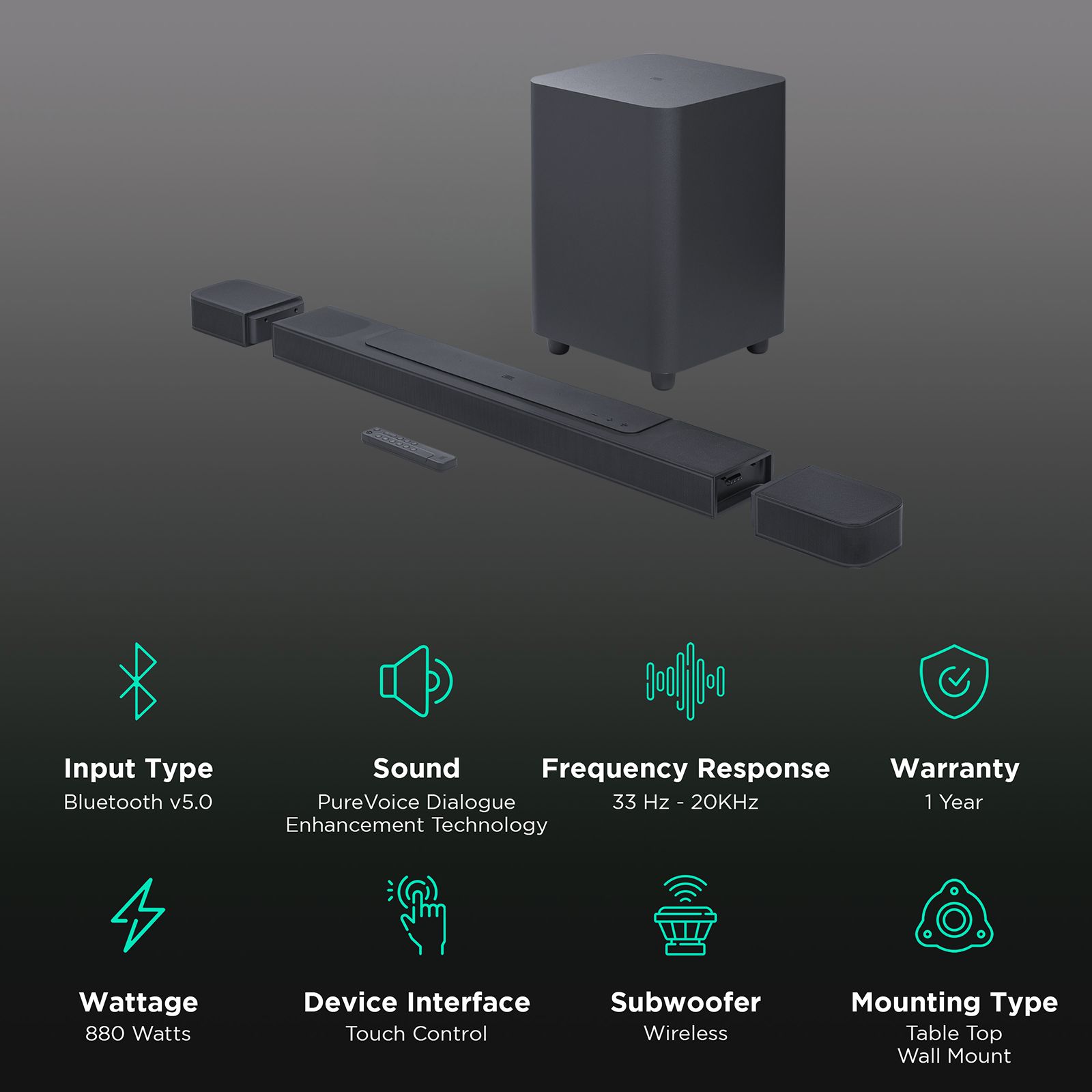 JBL Bar 1000 Pro 880W Soundbar with Remote (Dolby Atmos, 7.1.4 Channel, Black)_2