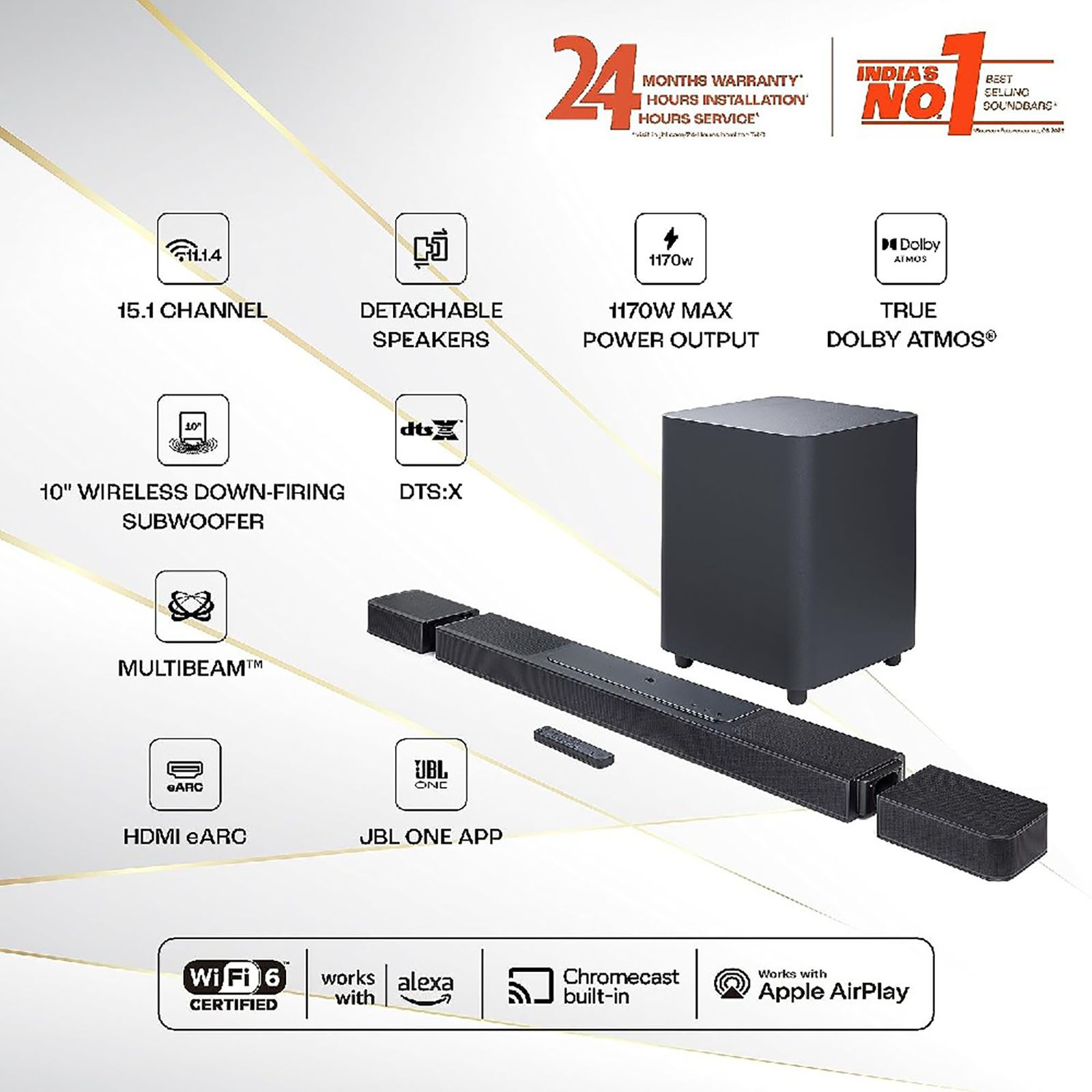 JBL BAR 1300 1170W Bluetooth Soundbar with Remote (Dolby Atmos, 15.1 Channel, Black) JBL BAR 1300 1170W Bluetooth Soundbar with Remote (Dolby Atmos, 15.1 Channel, Black)_13