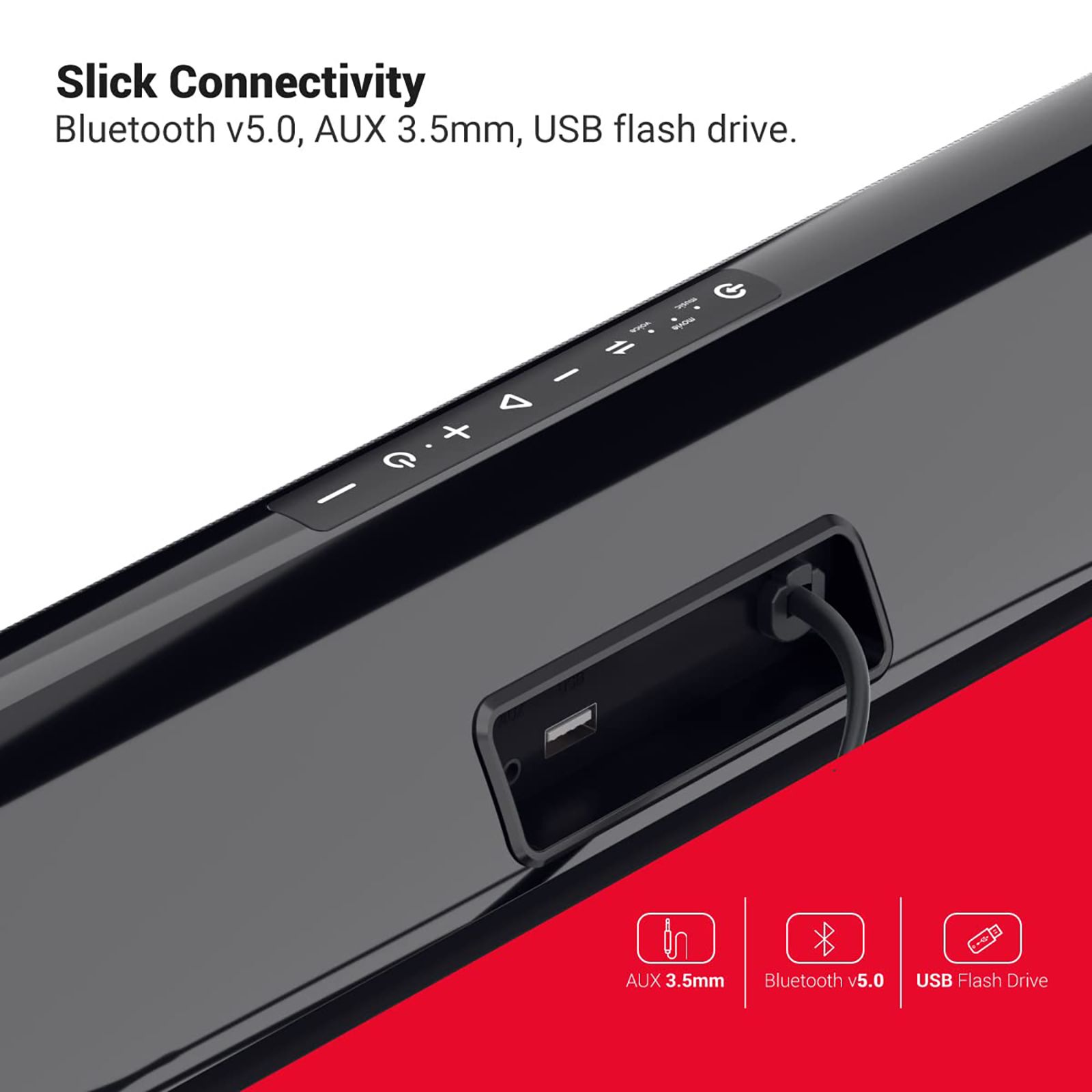 PORTRONICS Sound Slick 7 50W Bluetooth Soundbar (Virtual 3D Surround Sound Technology, Black) PORTRONICS Sound Slick 7 50W Bluetooth Soundbar (Virtual 3D Surround Sound Technology, Black)_10