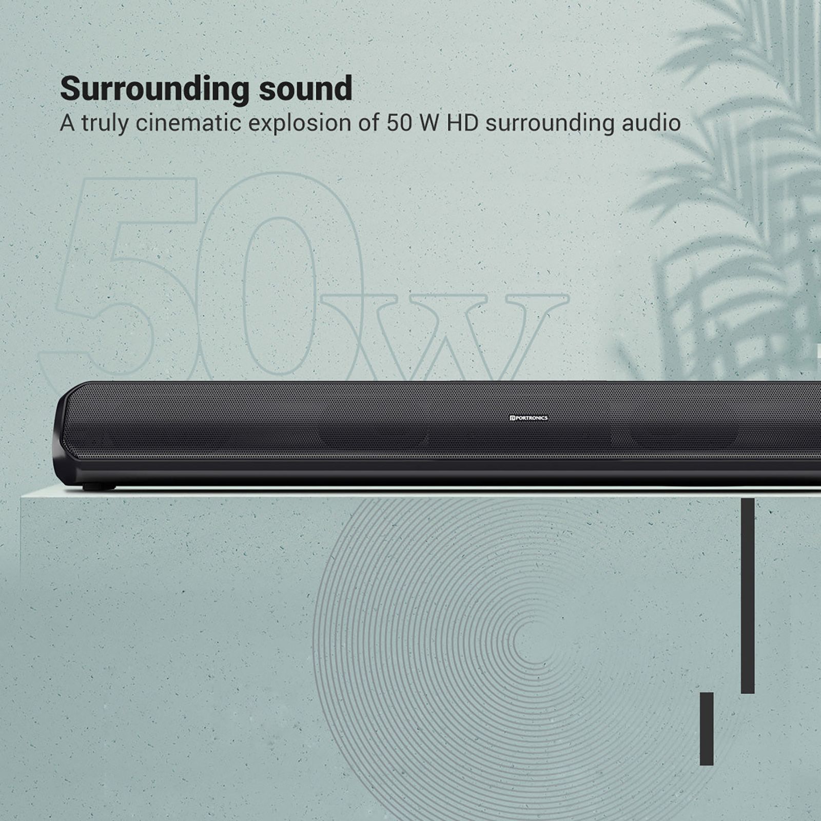 PORTRONICS Sound Slick 7 50W Bluetooth Soundbar (Virtual 3D Surround Sound Technology, Black) PORTRONICS Sound Slick 7 50W Bluetooth Soundbar (Virtual 3D Surround Sound Technology, Black)_5