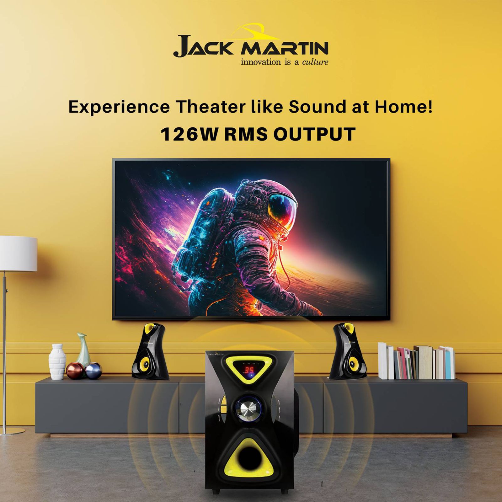 Jack Martin 126W Bluetooth Home Theatre with Remote (Heavy Bass Output, 2.1 Channel, Black) Jack Martin 126W Bluetooth Home Theatre with Remote (Heavy Bass Output, 2.1 Channel, Black)_14