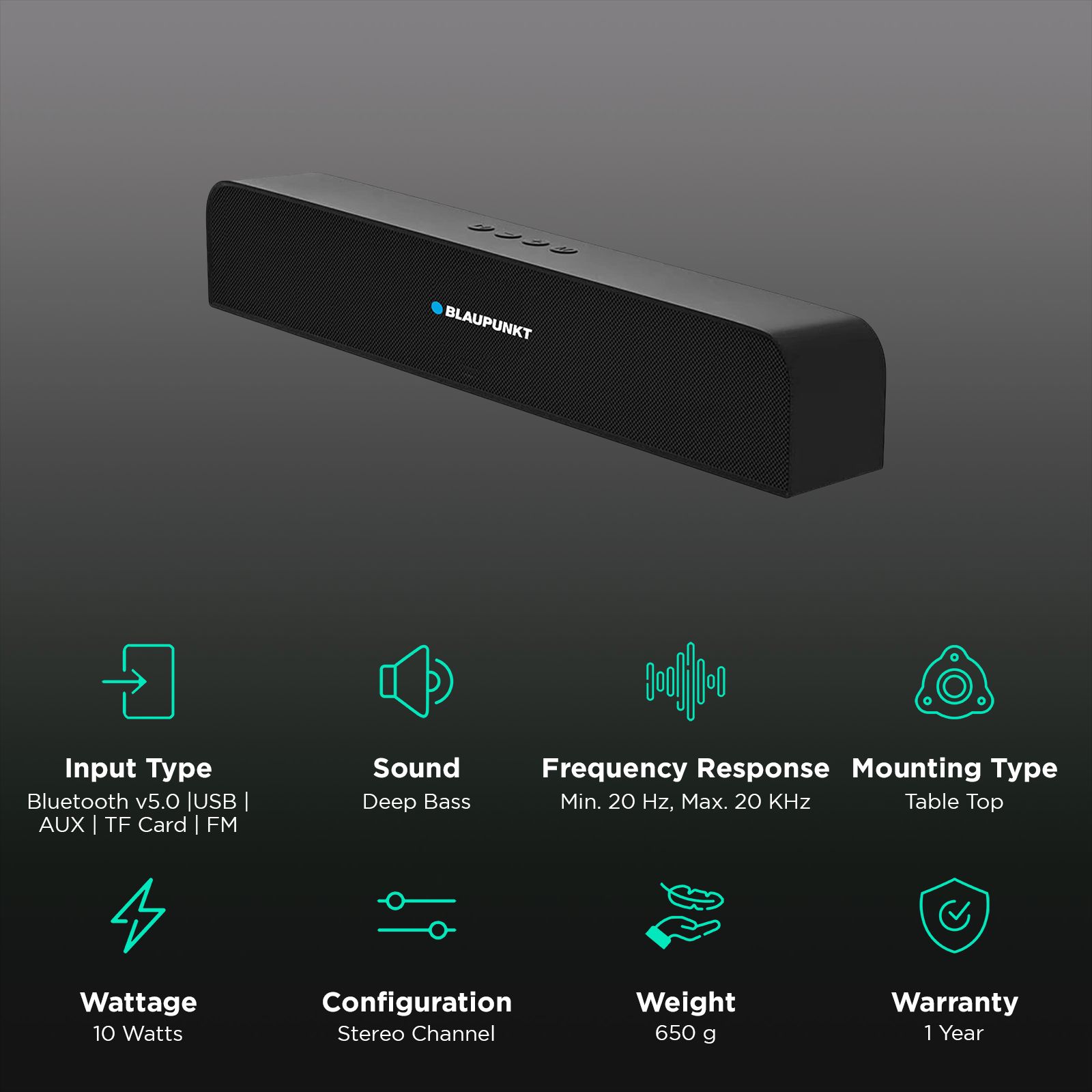 Blaupunkt SBA10 10W Bluetooth Soundbar (Deep Bass, Stereo Channel, Black) Blaupunkt SBA10 10W Bluetooth Soundbar (Deep Bass, Stereo Channel, Black)_2