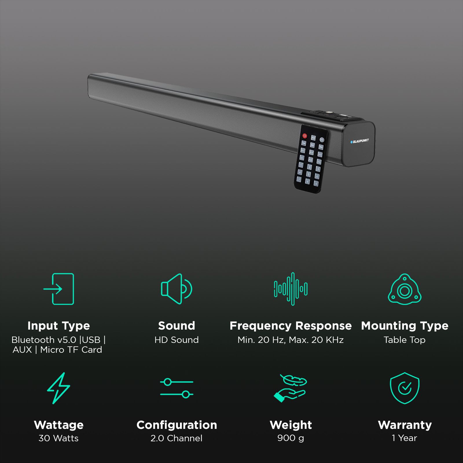 Blaupunkt SBA30 30W Bluetooth Soundbar (HD Sound, 2.0 Channel, Black) Blaupunkt SBA30 30W Bluetooth Soundbar (HD Sound, 2.0 Channel, Black)_2