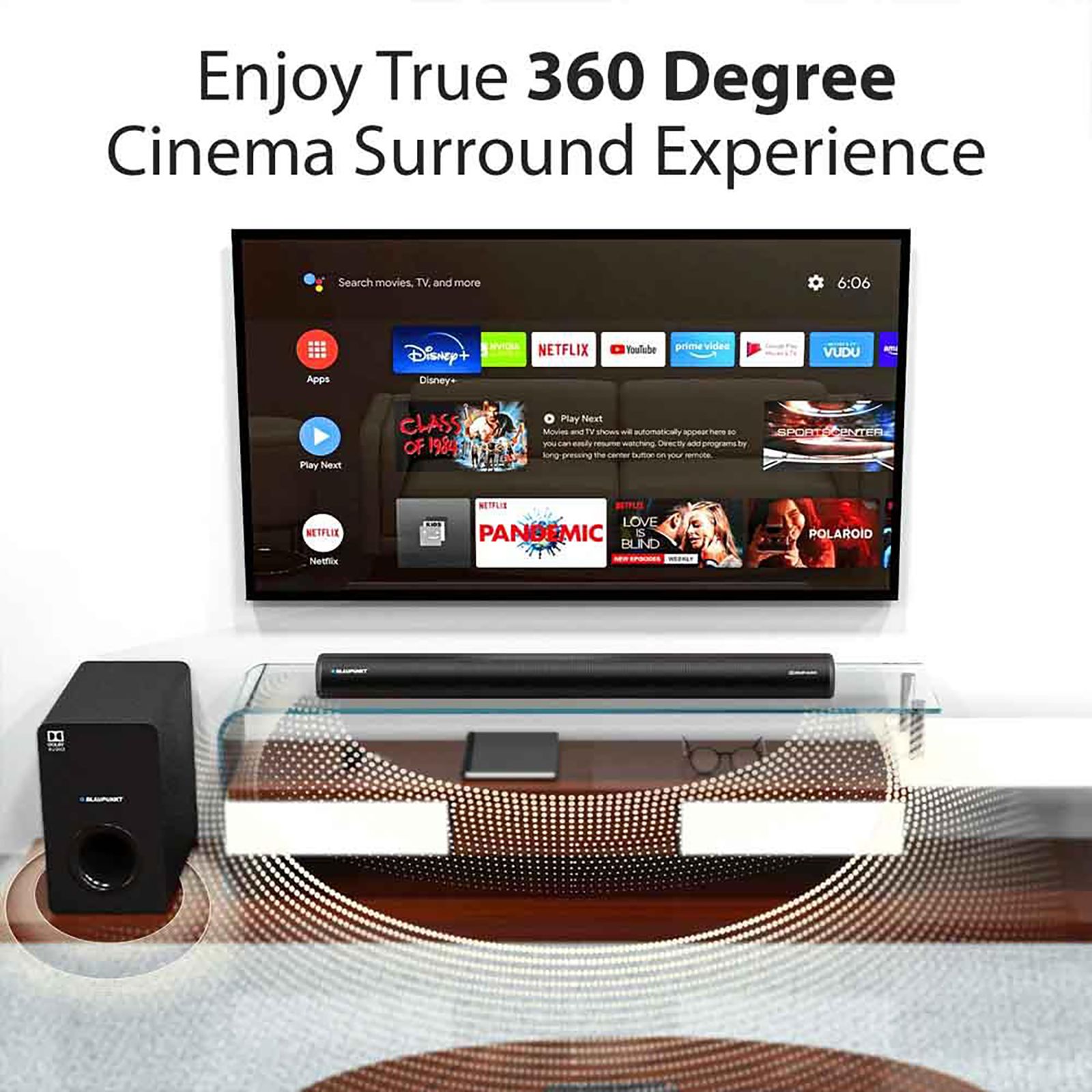Blaupunkt SBWL100 220W Bluetooth Soundbar with Remote (Adaptive Sound Mode, 2.1 Channel, Black)_5