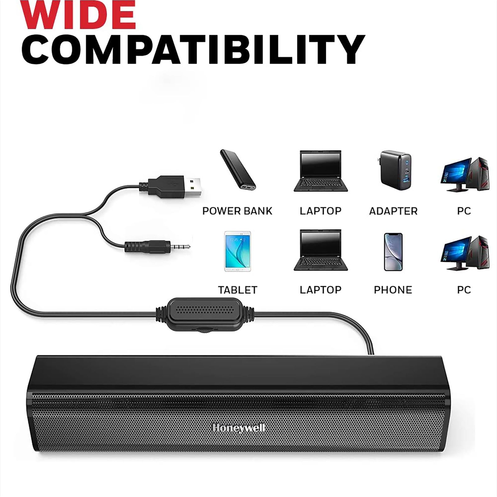 Honeywell Moxie V500 10W Soundbar (Deep Bass Sound, 2.0 Channel, Black)_4