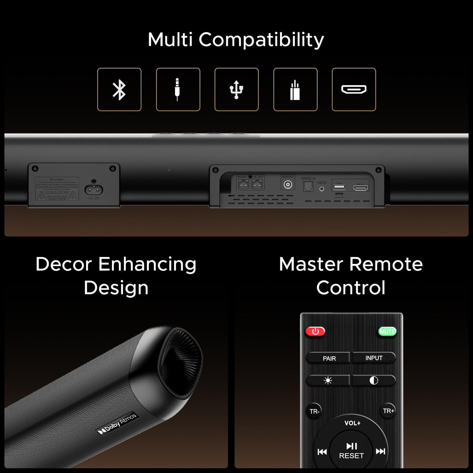boAt Aavante Bar 5500DA 500W Bluetooth Soundbar with Remote (Dolby Atmos, 5.1.2 Channel, Premium Black) boAt Aavante Bar 5500DA 500W Bluetooth Soundbar with Remote (Dolby Atmos, 5.1.2 Channel, Premium Black)_6
