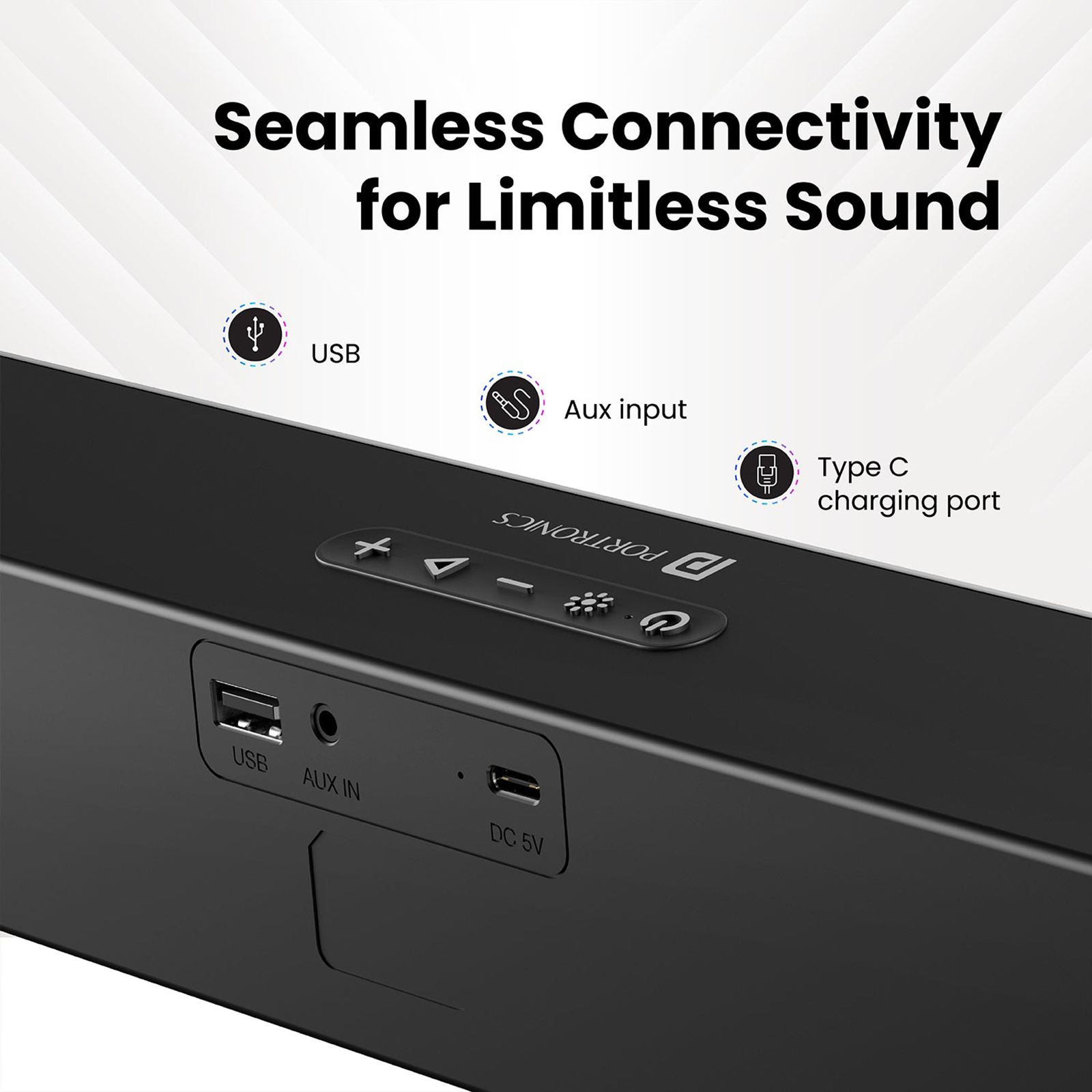 PORTRONICS DECIBEL 23 16W Bluetooth Soundbar (HD Stereo Sound, Black) PORTRONICS DECIBEL 23 16W Bluetooth Soundbar (HD Stereo Sound, Black)_6