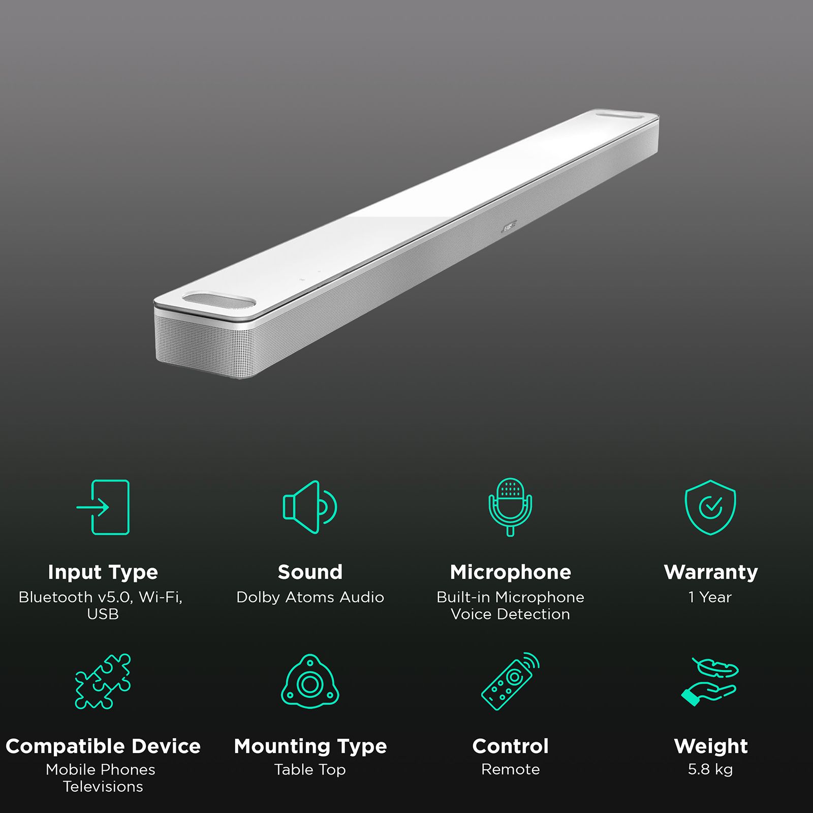 BOSE Smart Ultra Bluetooth Soundbar with Remote (Dolby Atmos, Arctic White) BOSE Smart Ultra Bluetooth Soundbar with Remote (Dolby Atmos, Arctic White)_2