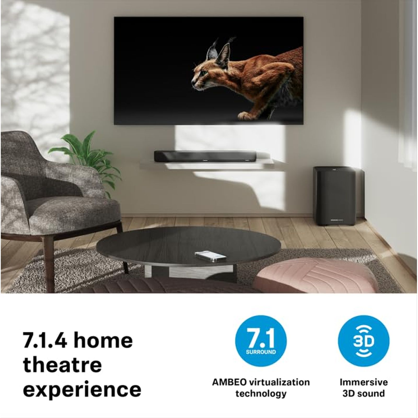 SENNHEISER AMBEO Mini 250W SoundBar with Remote (Dolby Atmos, 5.1.4 Channel, Black) SENNHEISER AMBEO Mini 250W SoundBar with Remote (Dolby Atmos, 5.1.4 Channel, Black)_5