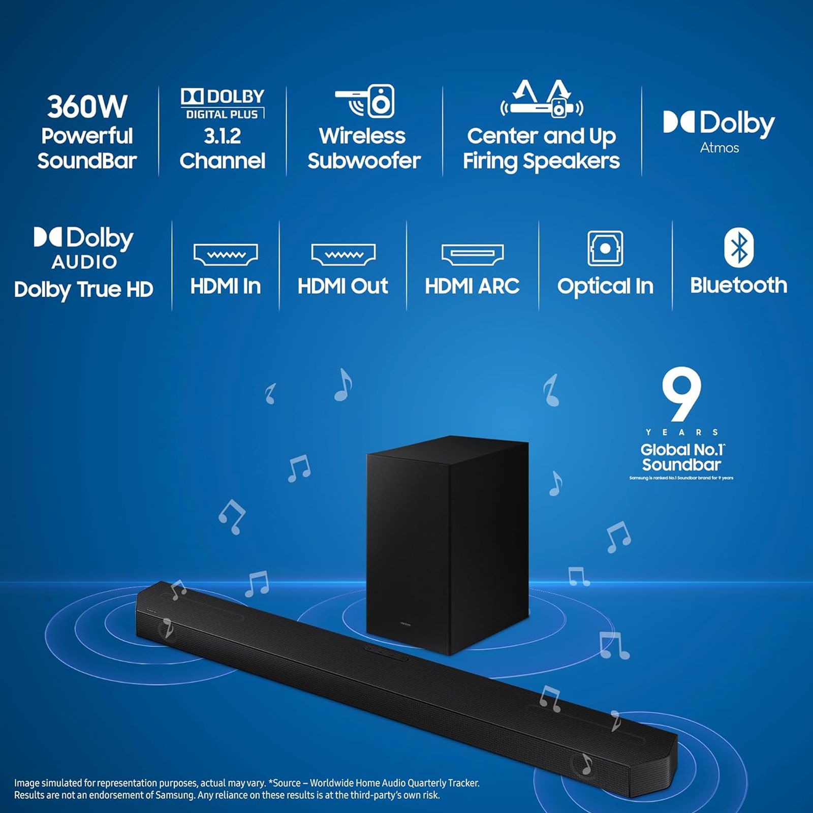 SAMSUNG Q Series 360W Bluetooth Soundbar with Remote (Dolby Atmos, 3.1.2 Channel, Black)_20