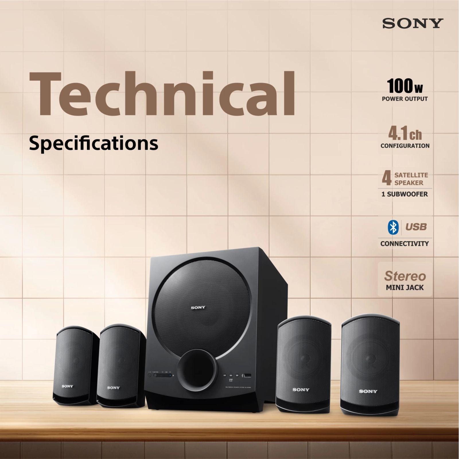SONY SA-D40M2 100W Multimedia Speaker (Dolby Audio, 4.1 Channel, Black)_8