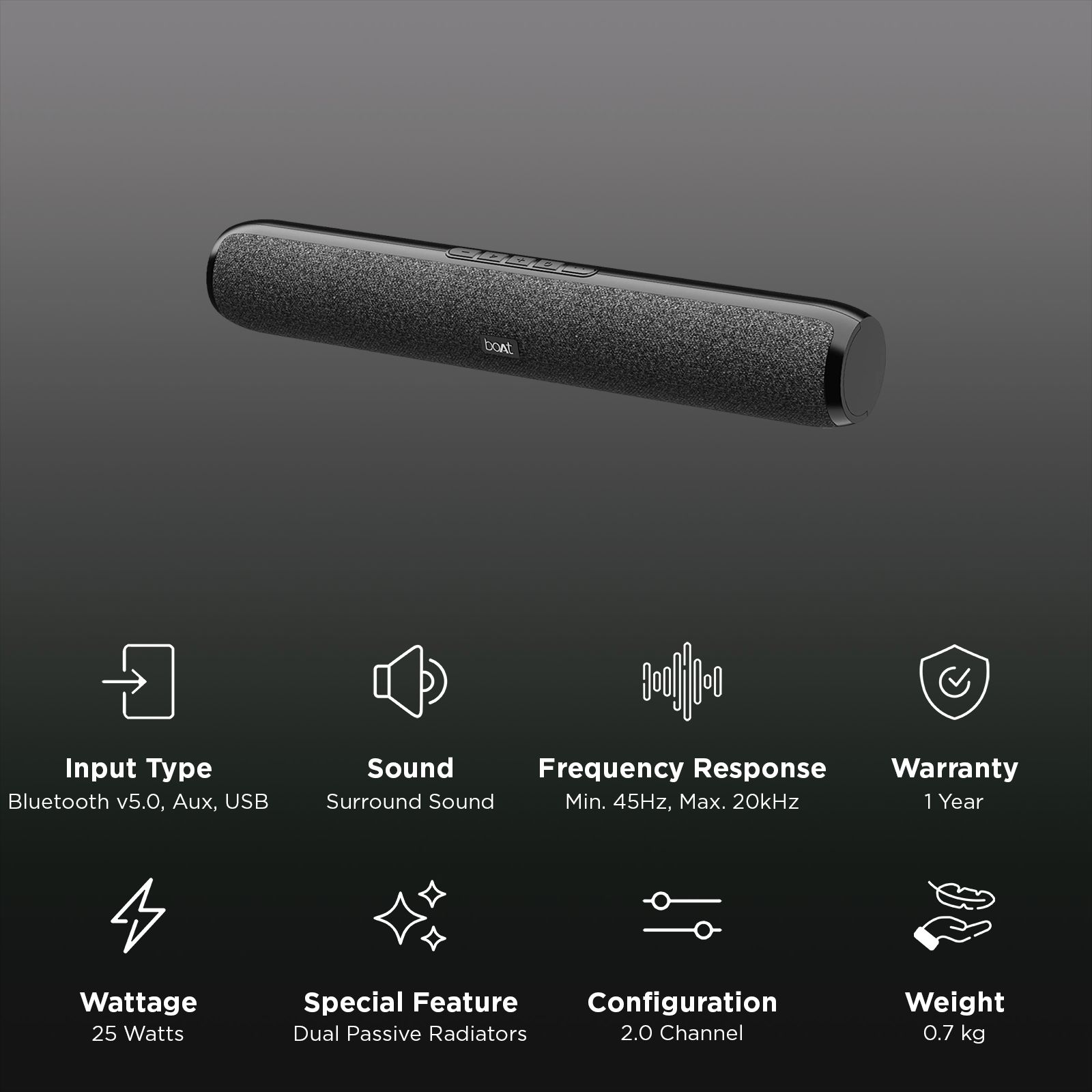 boAt Aavante Bar 590 25W Bluetooth Soundbar (Stereo Sound, 2.0 Channel, Pebble Black)_2