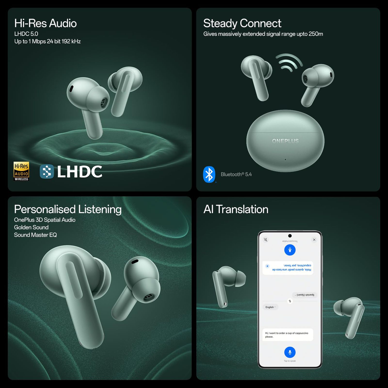 OnePlus Buds 4 TWS Earbuds with Adaptive Noise Cancellation (IPX55 Water Resistant, Dual Dynamic Drivers, Zen Green) OnePlus Buds 4 TWS Earbuds with Adaptive Noise Cancellation (IPX55 Water Resistant, Dual Dynamic Drivers, Zen Green)_7