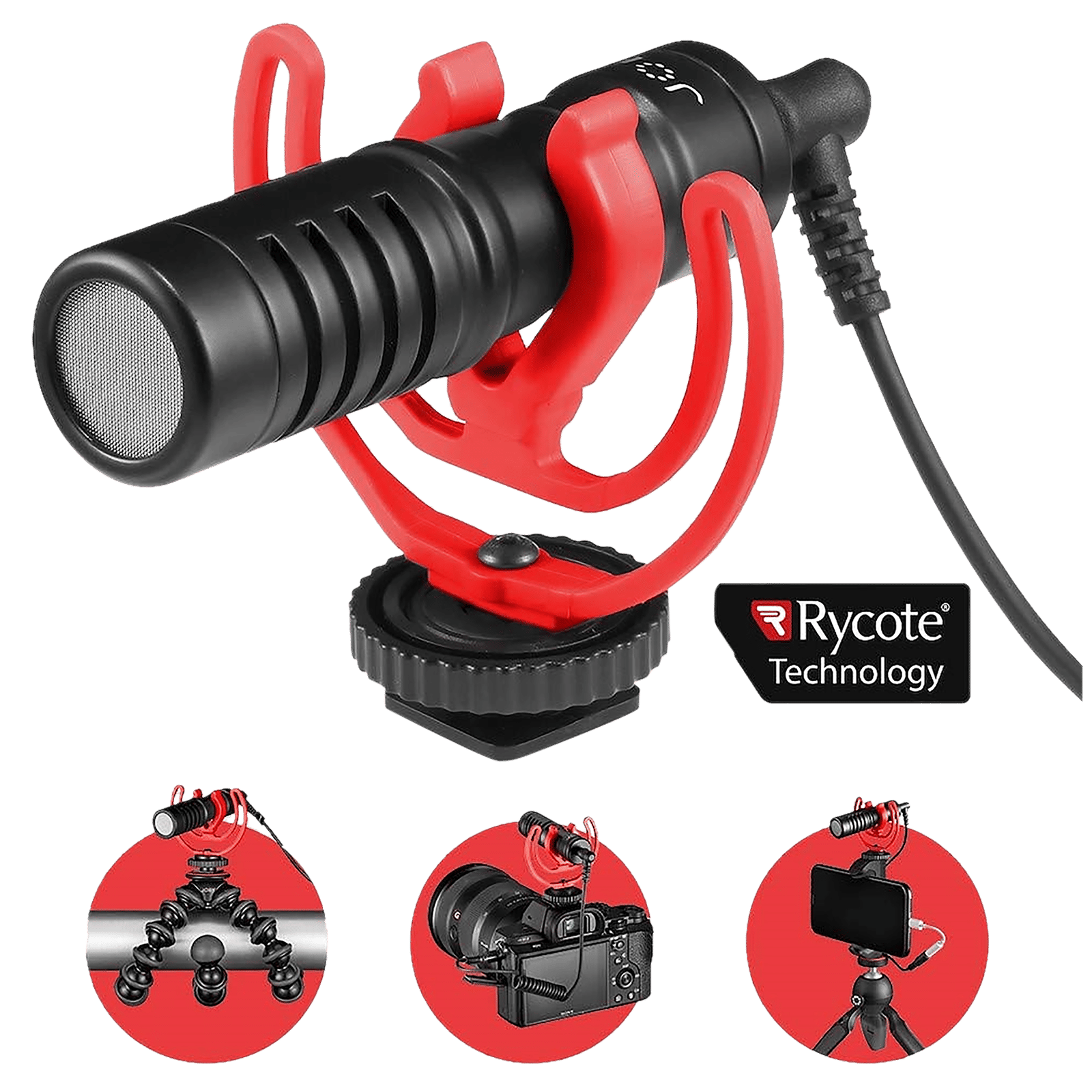JOBY Wavo 3.5 Jack Wired Microphone with Safety Locking Disk (Black & Red) JOBY Wavo 3.5 Jack Wired Microphone with Safety Locking Disk (Black & Red)_10