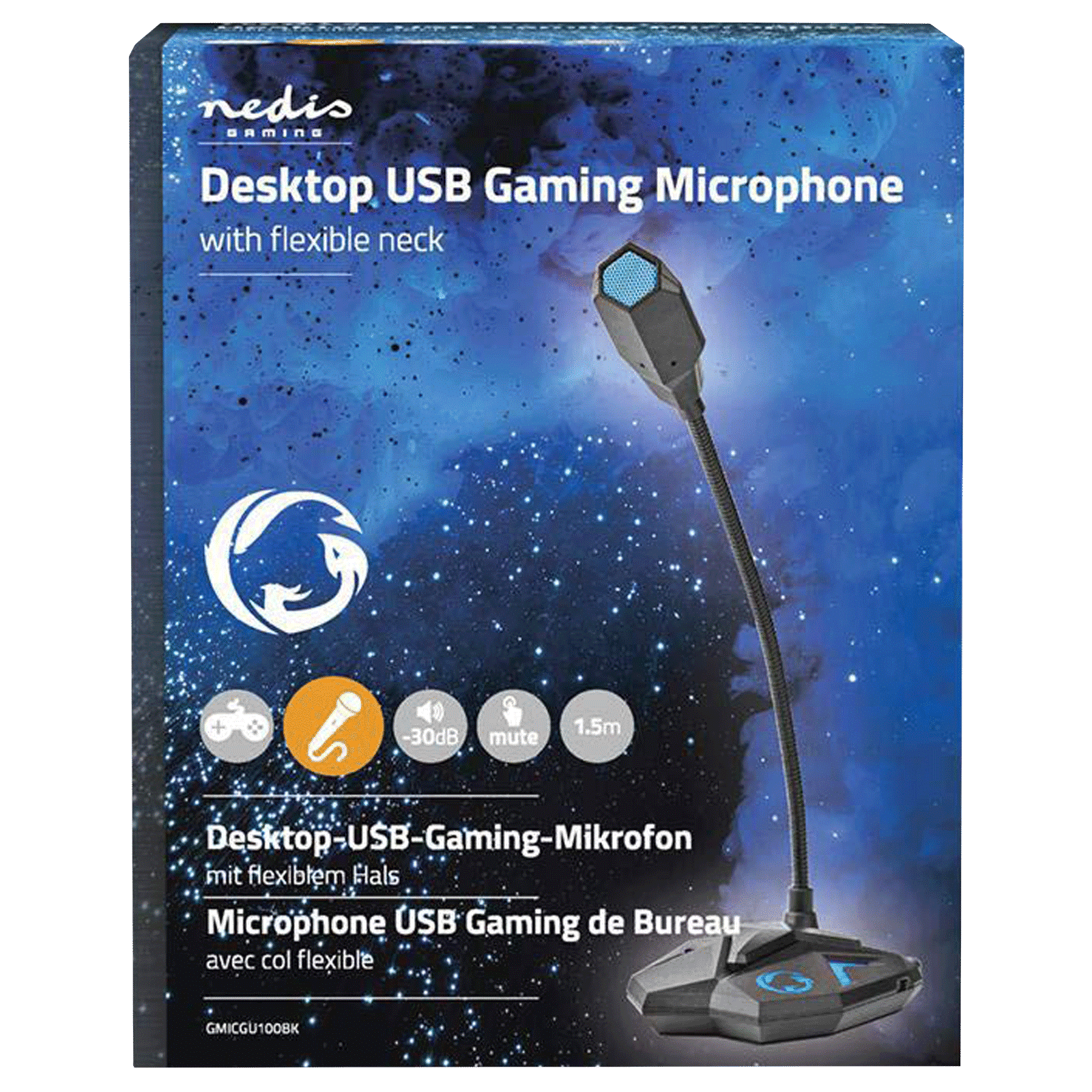 nedis Gaming Gooseneck Wired Condenser Microphone (Mute Button, GMICGU100BK, Black)_10