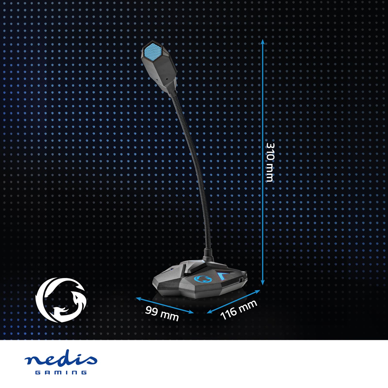 nedis Gaming Gooseneck Wired Condenser Microphone (Mute Button, GMICGU100BK, Black)_12