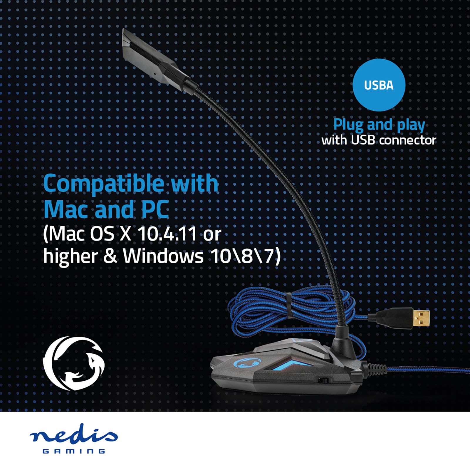 nedis Gaming Gooseneck Wired Condenser Microphone (Mute Button, GMICGU100BK, Black)_14