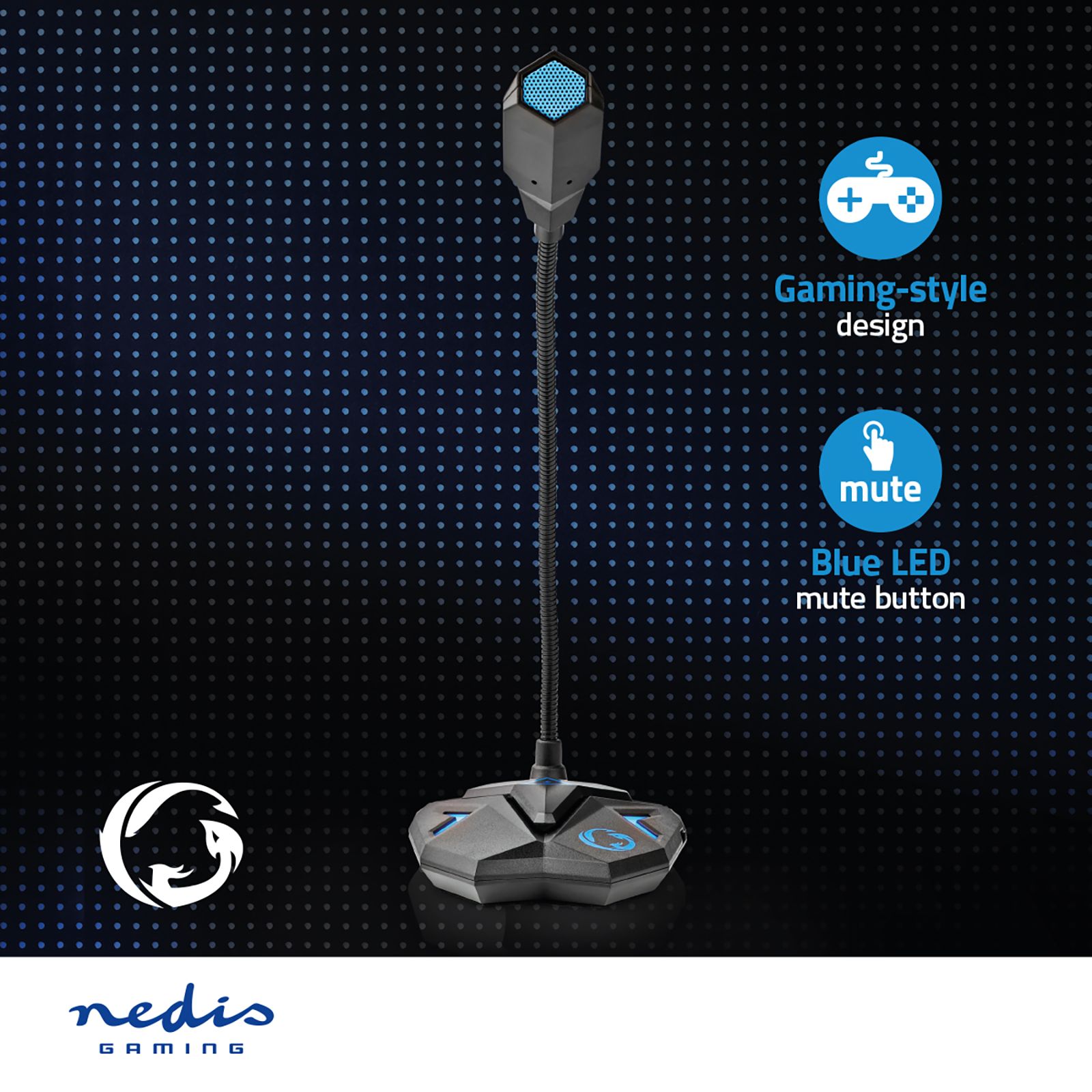 nedis Gaming Gooseneck Wired Condenser Microphone (Mute Button, GMICGU100BK, Black)_16
