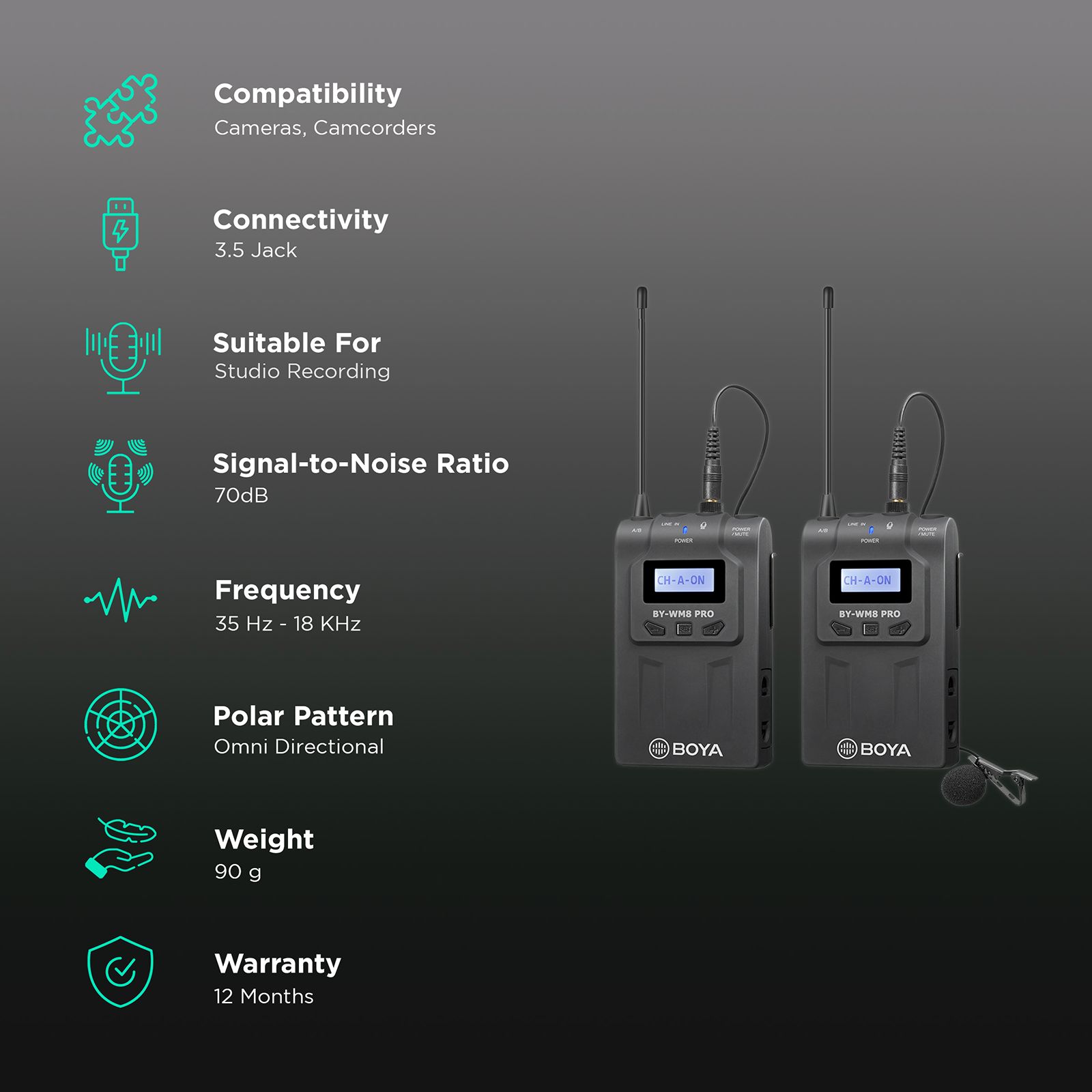 Boya 3.5 Jack Wireless Microphone with Mute Function (Black) Boya 3.5 Jack Wireless Microphone with Mute Function (Black)_2
