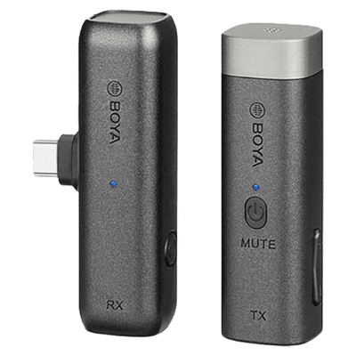 Boya Type C & 3.5 Jack Wireless Microphone with 2.4GHz Transmission Technology (Black)