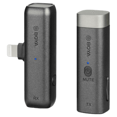 Boya Type C & 3.5 Jack Wireless Microphone with 2.4GHz Transmission Technology (Black)