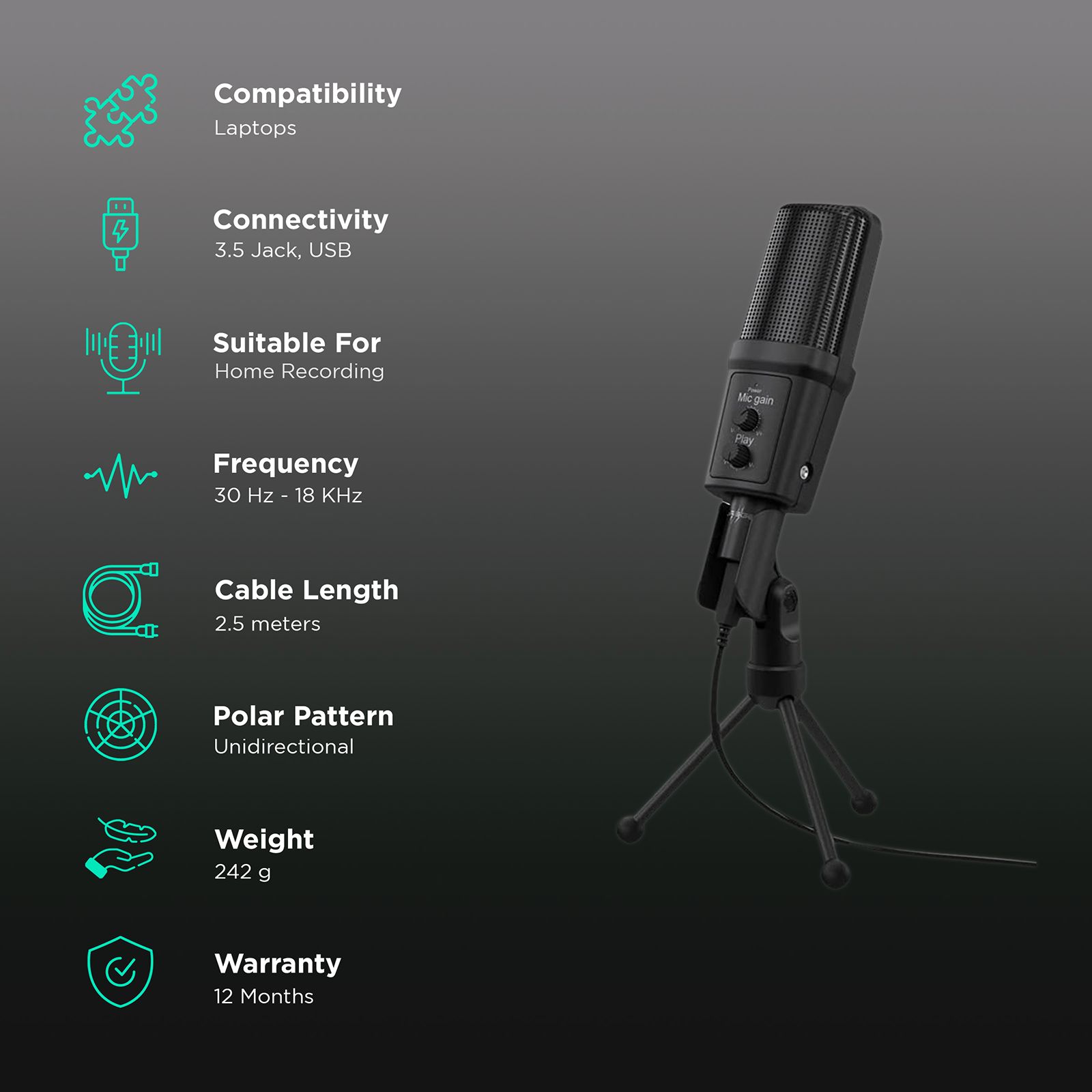hama Stream 700 HD 3.5 Jack & USB Wired Microphone with Distortion Free Audio (Black)_2