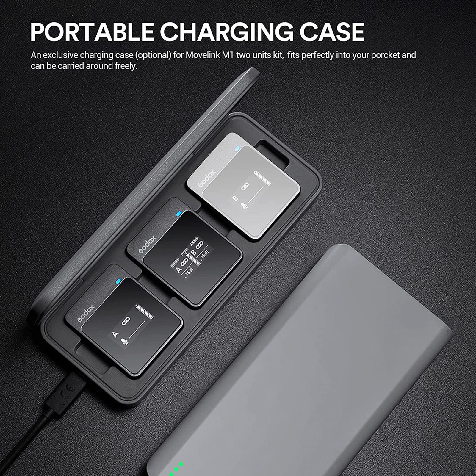 Godox MoveLink M1 Type C & 3.5 Jack Wireless Microphone with Charging Case (Black) Godox MoveLink M1 Type C & 3.5 Jack Wireless Microphone with Charging Case (Black)_4