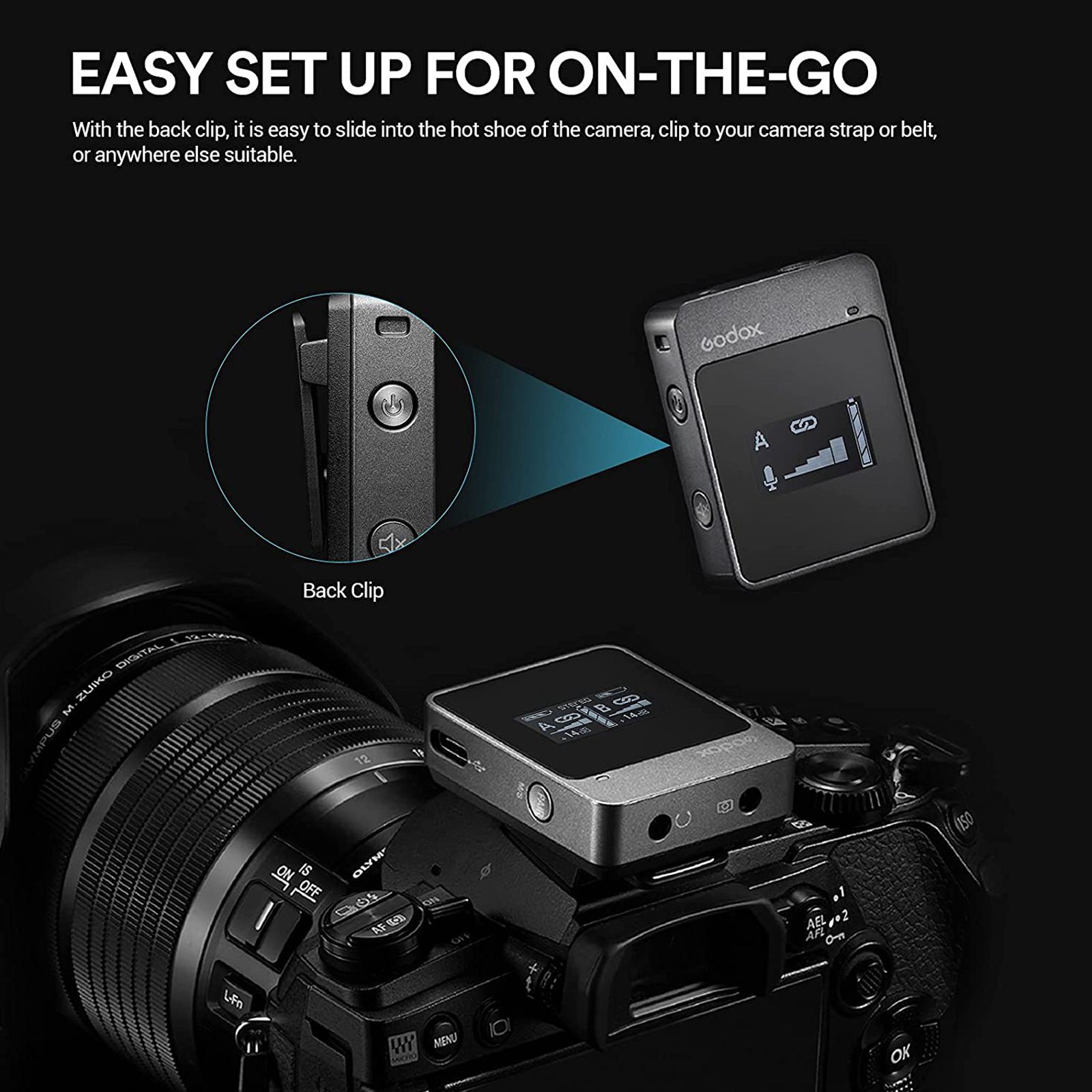 Godox MoveLink M1 Type C & 3.5 Jack Wireless Microphone with Charging Case (Black) Godox MoveLink M1 Type C & 3.5 Jack Wireless Microphone with Charging Case (Black)_11