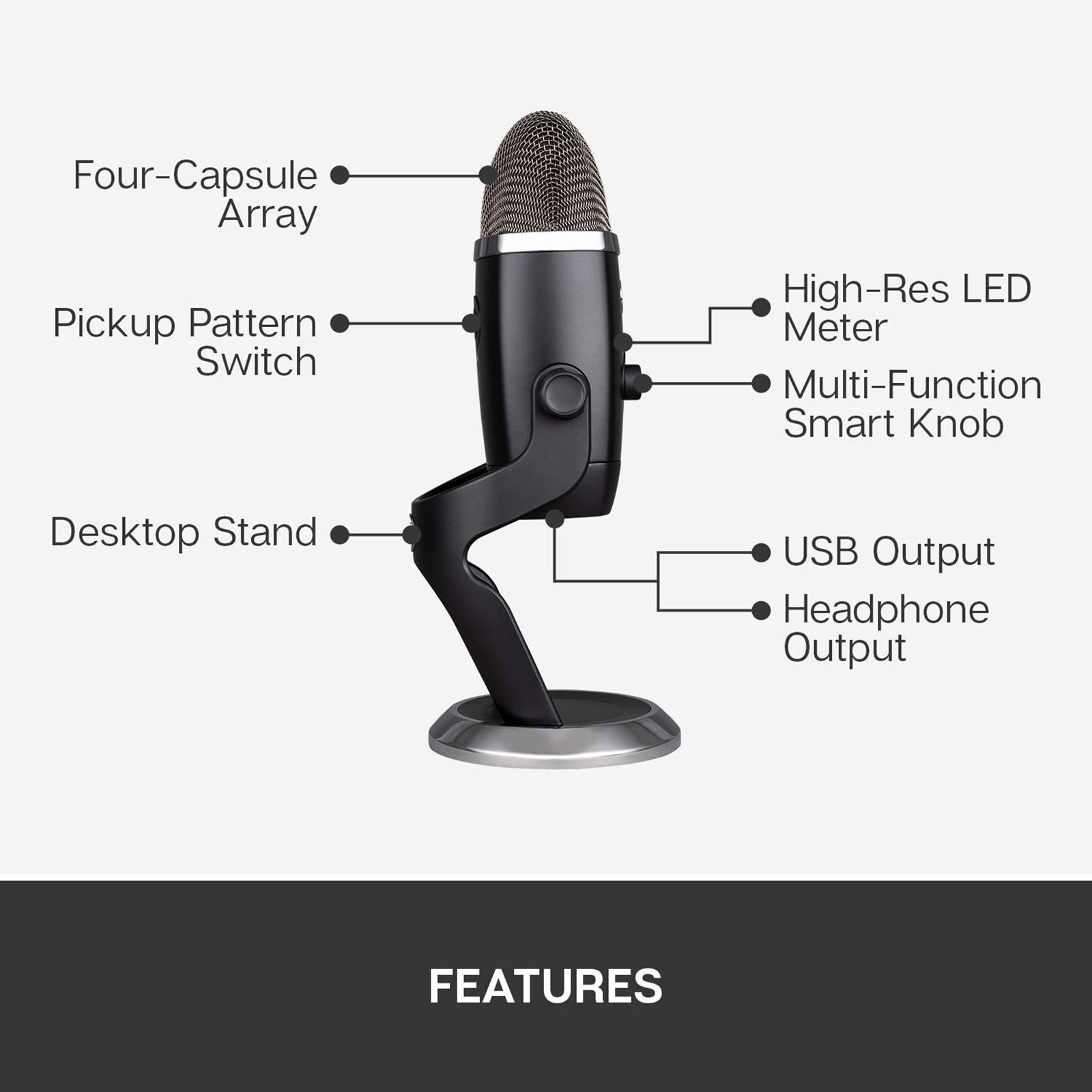 logitech Yeti X USB Wired Microphone with HD Audio (Blackout) logitech Yeti X USB Wired Microphone with HD Audio (Blackout)_12