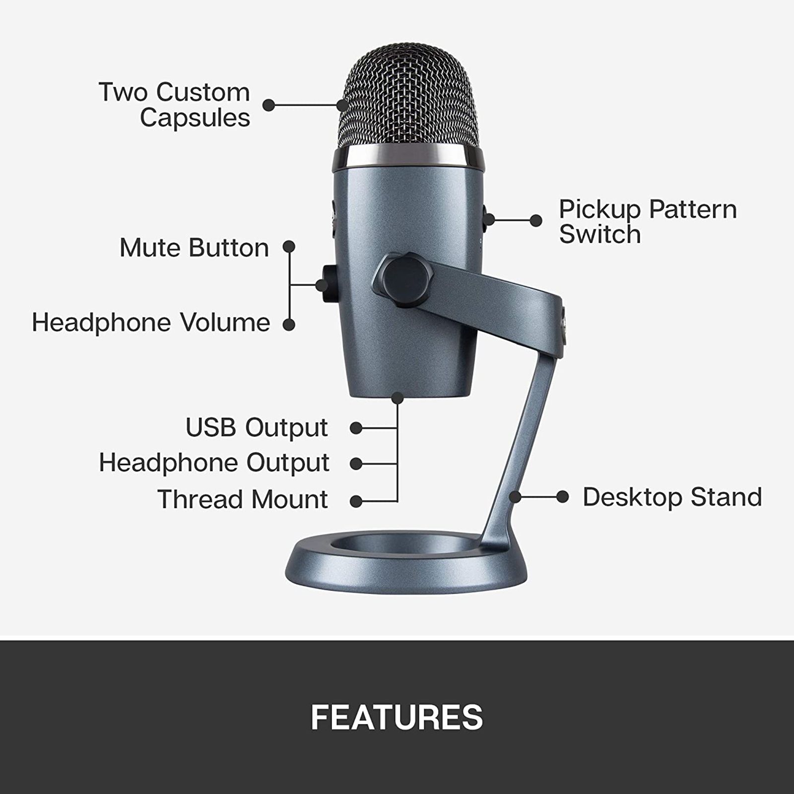 logitech Yeti Nano USB Wired Microphone with HD Audio (Shadow Grey) logitech Yeti Nano USB Wired Microphone with HD Audio (Shadow Grey)_5