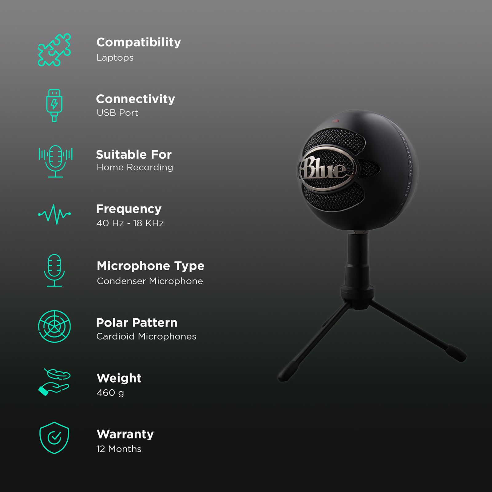 logitech Snowball iCE USB Wired Microphone with Crystal Clear Audio (Black)_2