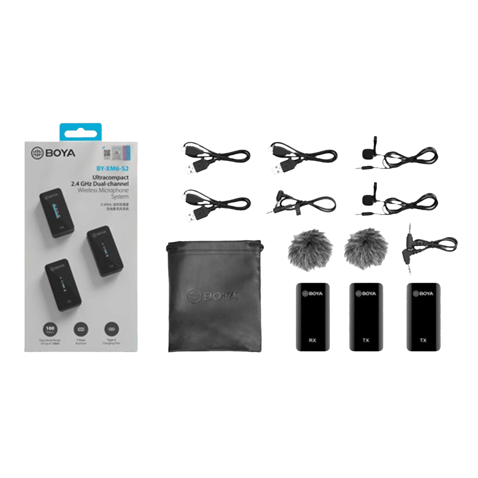 Boya Type C & 3.5 Jack Wireless Microphone with 2.4GHz Transmission Technology (Black)_5