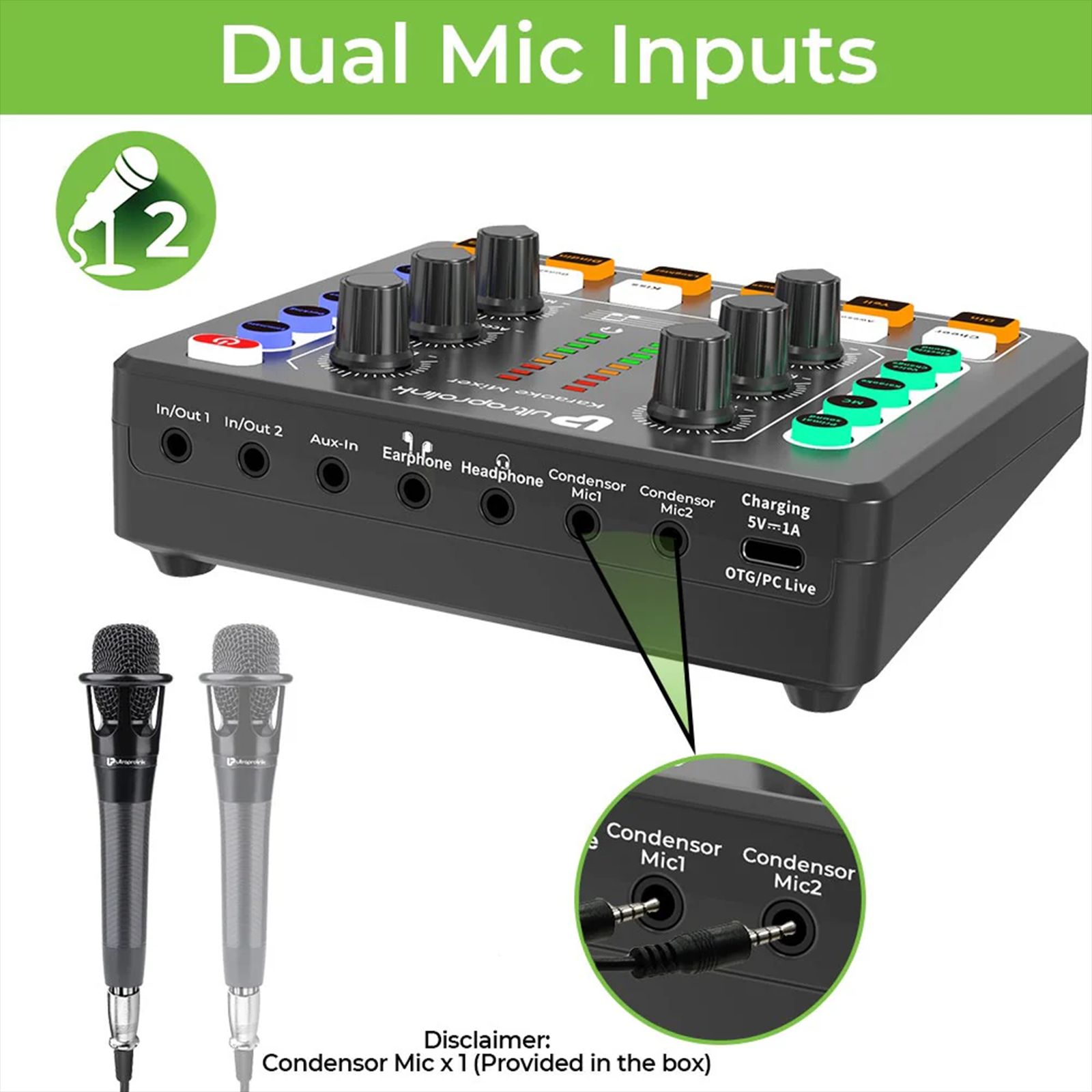 ultraprolink Wireless Karaoke Mixer with Condenser Mic (Black) ultraprolink Wireless Karaoke Mixer with Condenser Mic (Black)_2