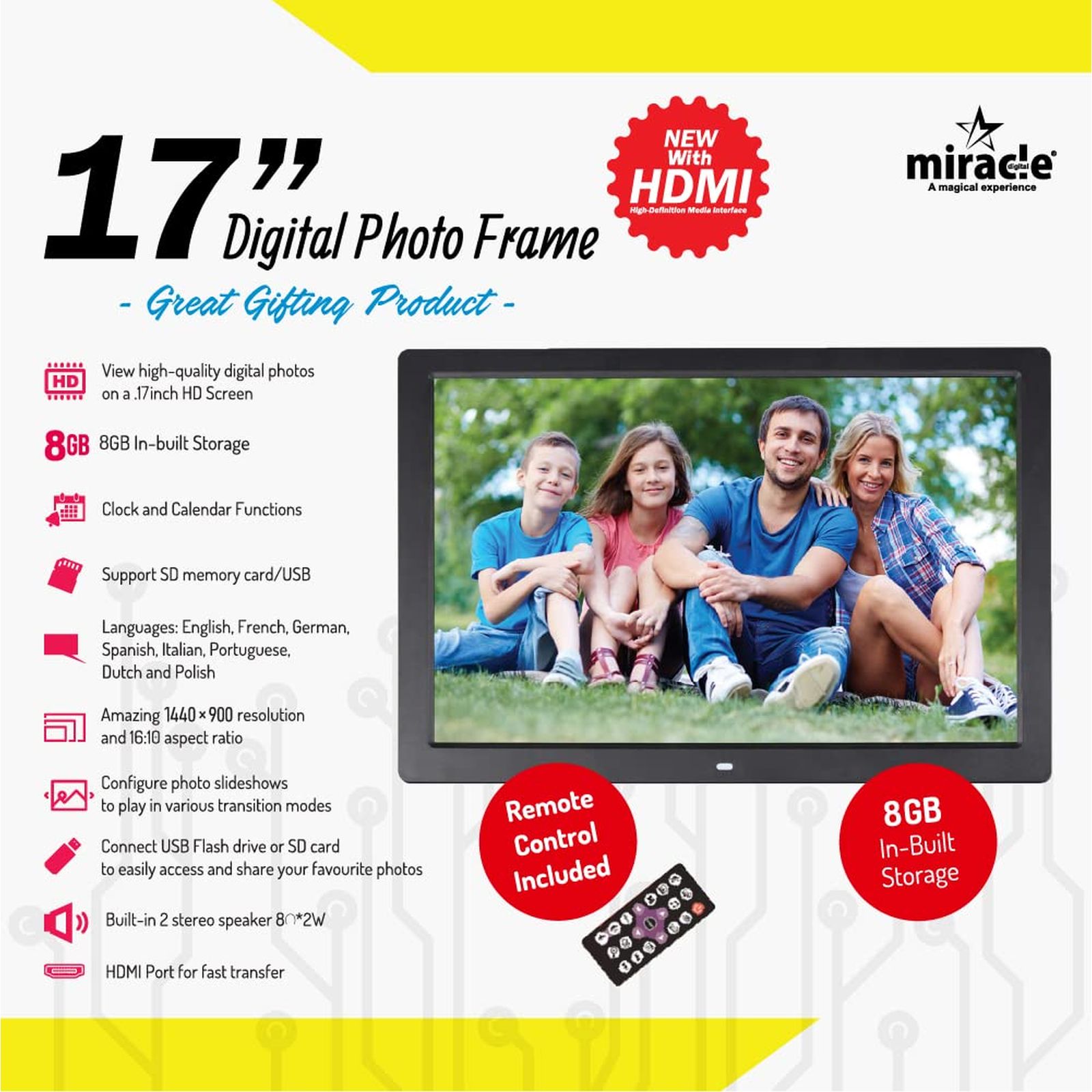 Miracle Digital 43.18cm (17 Inches) Digital Photo Frame (Stereo Speaker, MD006, Black) Miracle Digital 43.18cm (17 Inches) Digital Photo Frame (Stereo Speaker, MD006, Black)_4