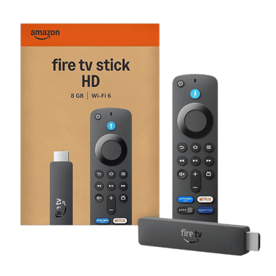 amazon Fire TV Stick HD Streaming Device with Alexa Voice Search (Dolby Atmos, Wi-Fi 6, Black)