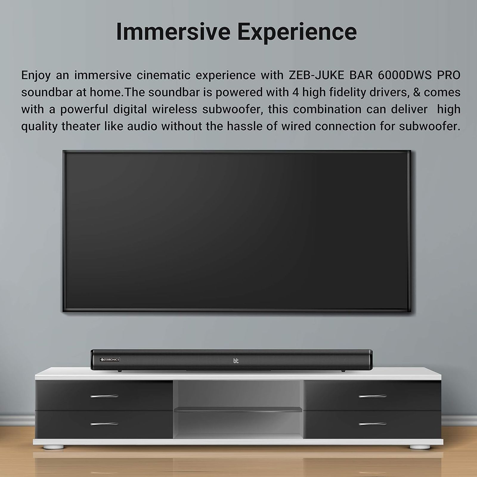 ZEBRONICS ZEB-Juke Bar 6000DWS Pro 200W Bluetooth Soundbar with Remote (Immersive Audio, 2.1 Channel, Black) ZEBRONICS ZEB-Juke Bar 6000DWS Pro 200W Bluetooth Soundbar with Remote (Immersive Audio, 2.1 Channel, Black)_12