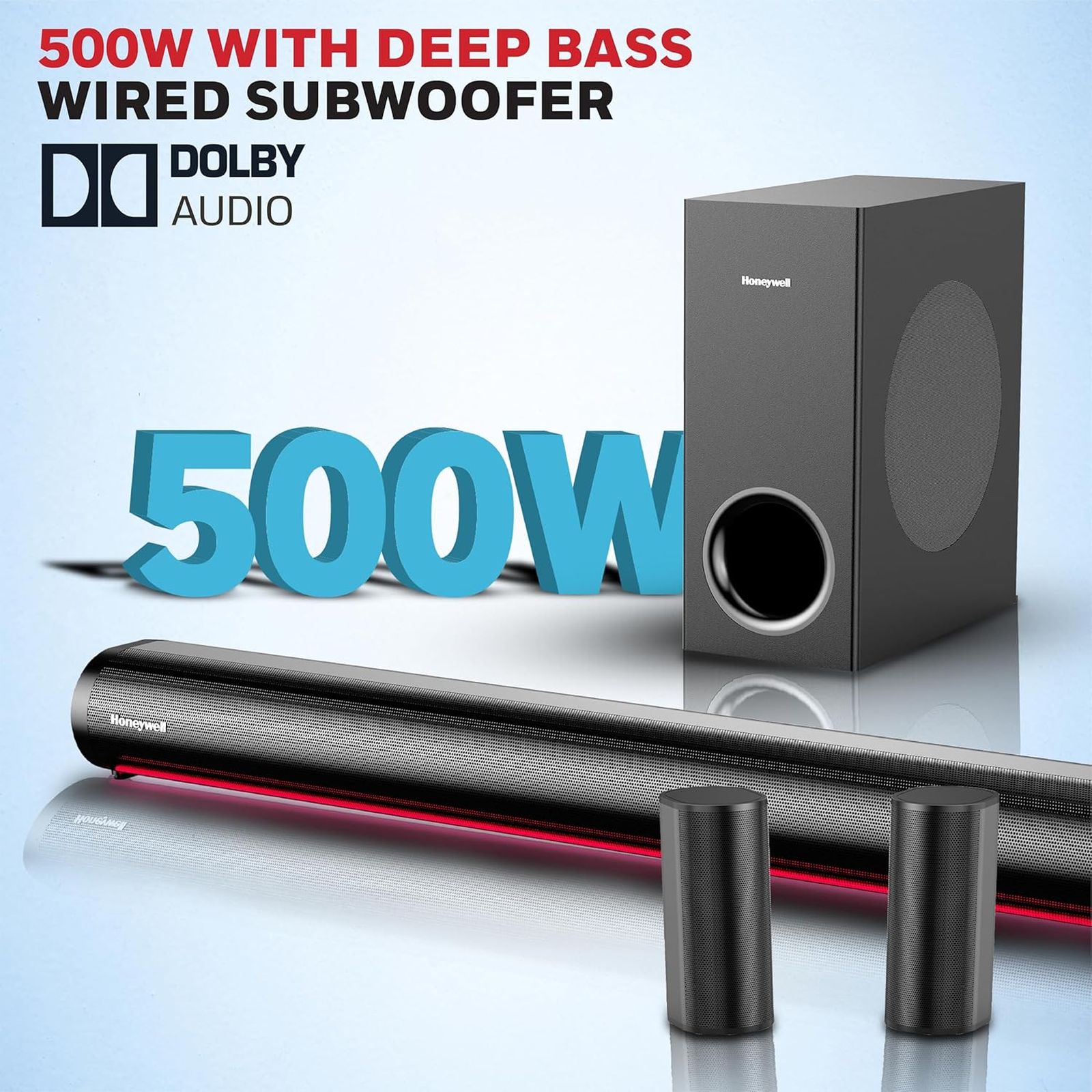 Honeywell Trueno U7000 500W Bluetooth Soundbar with Remote (Dolby Audio, 5.1 Channel, Black)_8