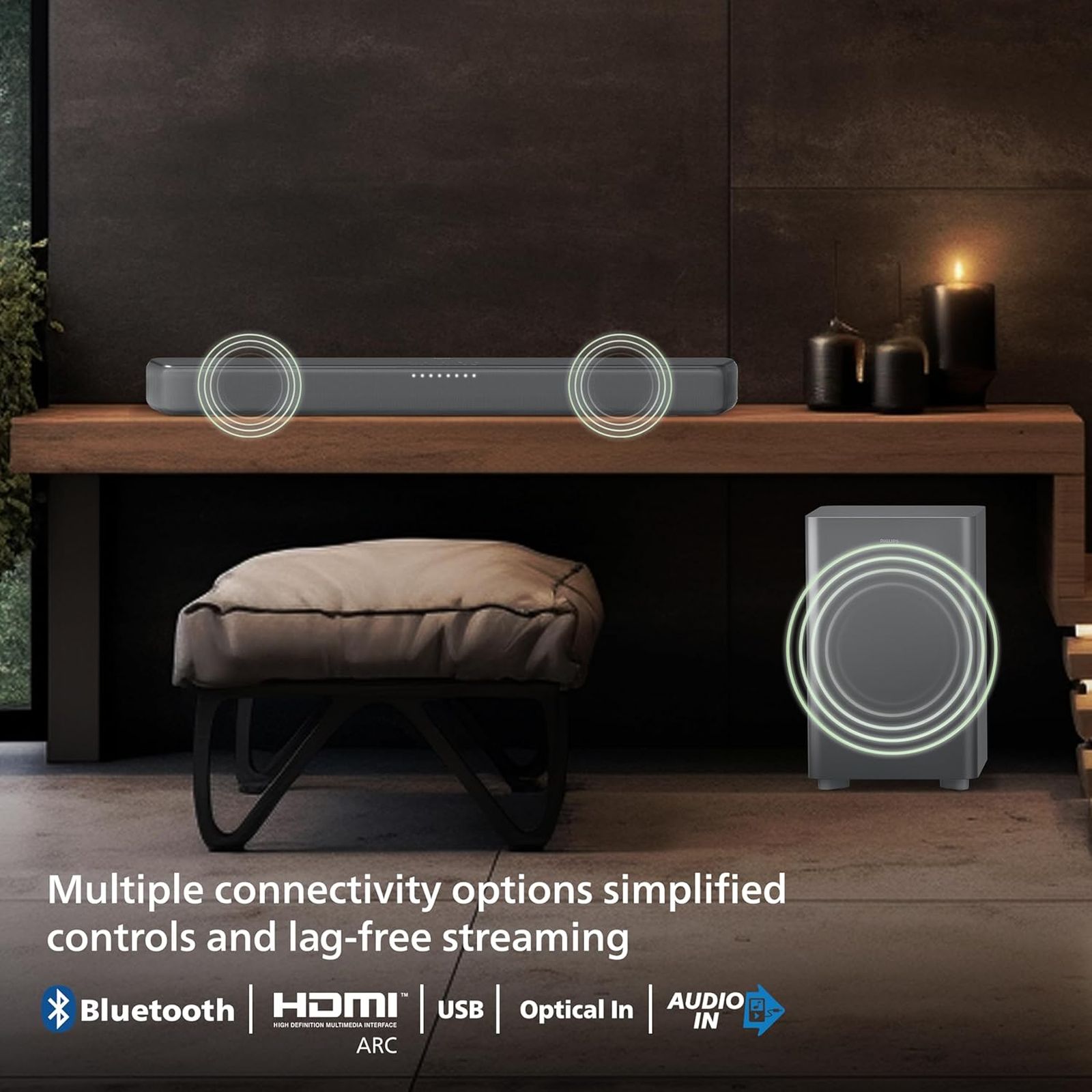 PHILIPS TAB5309/94 240W Bluetooth Soundbar with Remote (Dolby Digital Plus, 2.1 Channel, Dark Grey) PHILIPS TAB5309/94 240W Bluetooth Soundbar with Remote (Dolby Digital Plus, 2.1 Channel, Dark Grey)_8