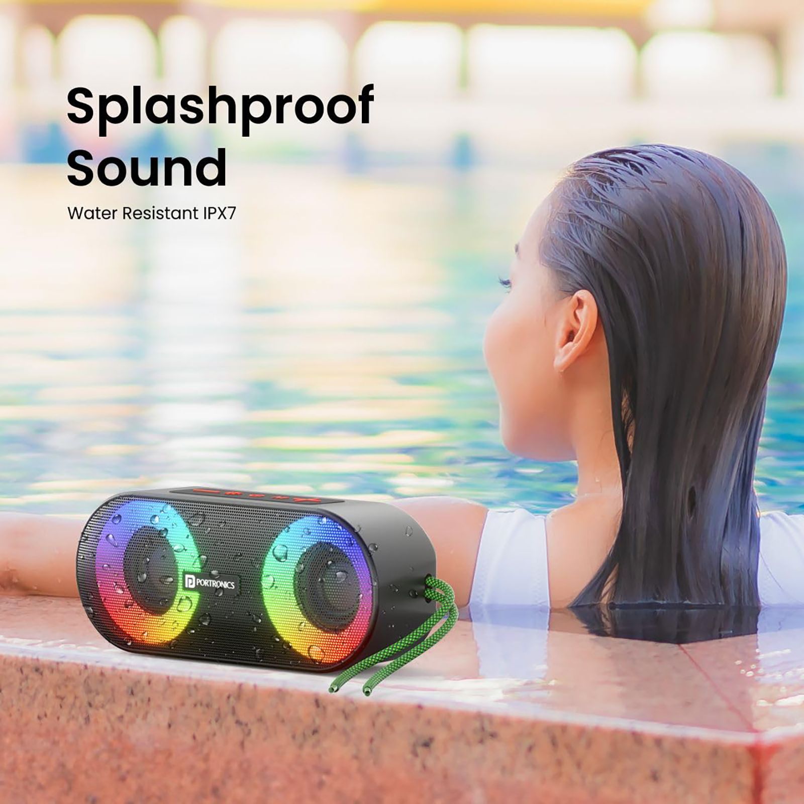 PORTRONICS PIXEL 3 10W Portable Bluetooth Speaker (IPX7 Water Resistant, 7 Hours Playtime, Black) PORTRONICS PIXEL 3 10W Portable Bluetooth Speaker (IPX7 Water Resistant, 7 Hours Playtime, Black)_4