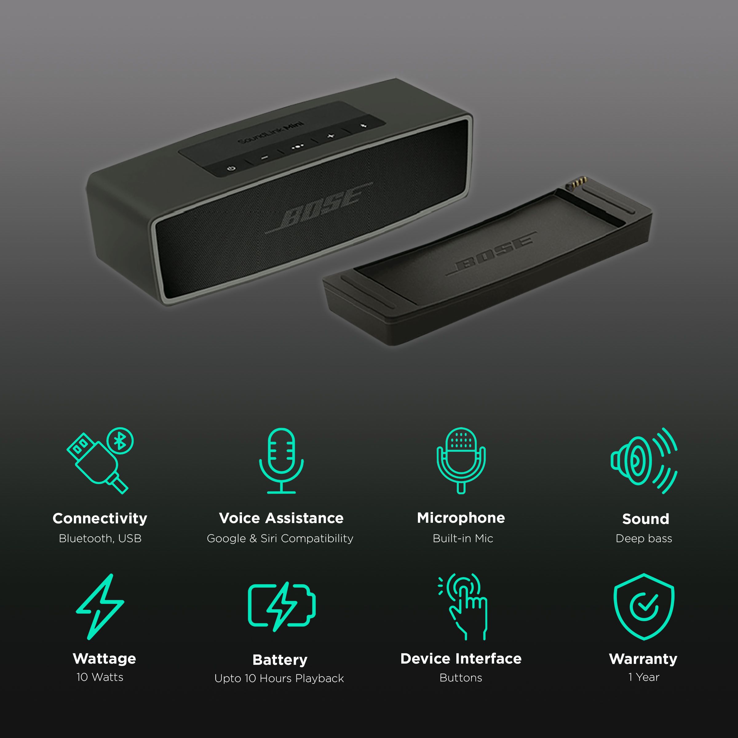 BOSE SoundLink Mini II with Google & Siri Compatible Smart Speaker (Dual Passive Radiators, Black) BOSE SoundLink Mini II with Google & Siri Compatible Smart Speaker (Dual Passive Radiators, Black)_2