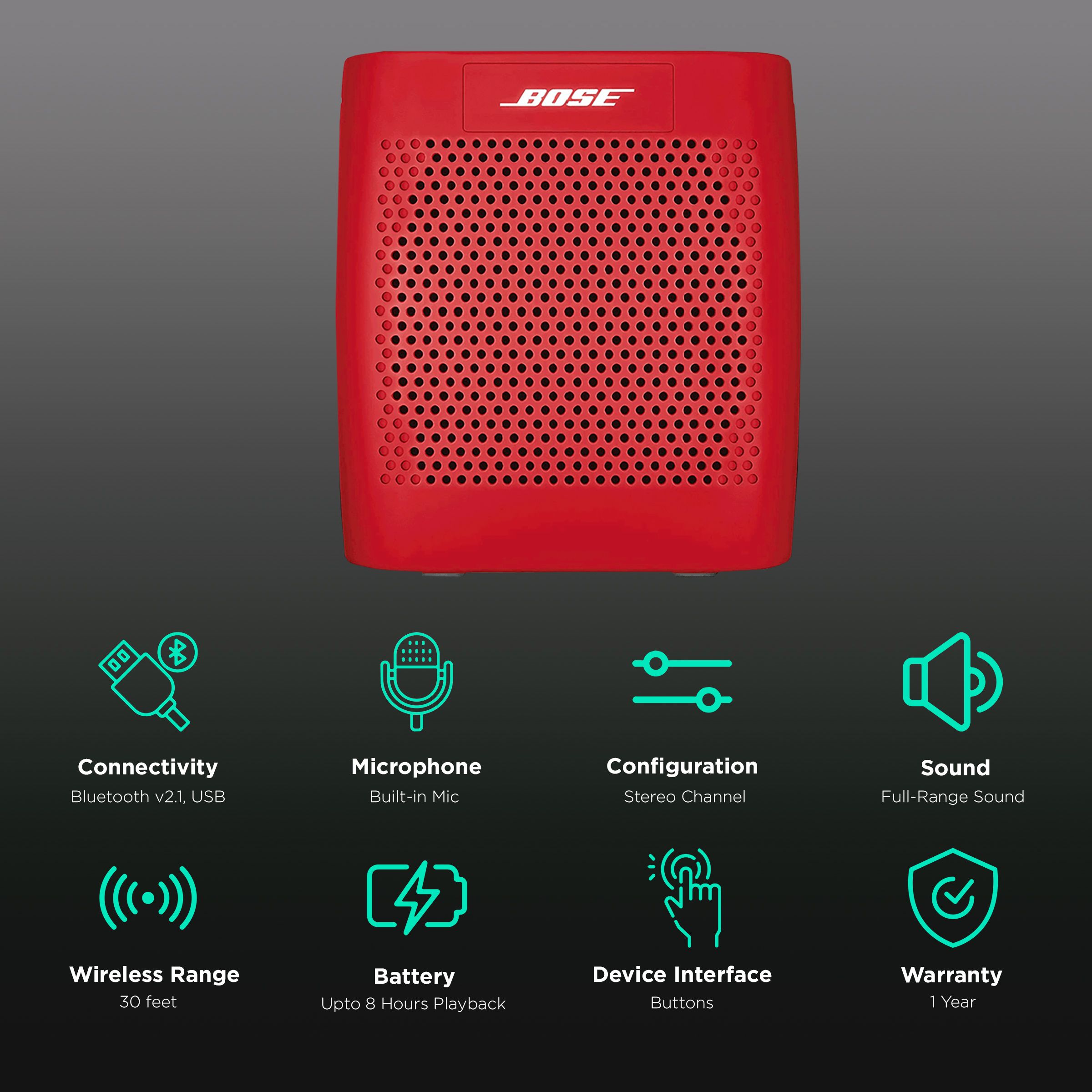 BOSE SoundLink Color Portable Bluetooth Speaker (Clear Sound, Mono Speaker, Red) BOSE SoundLink Color Portable Bluetooth Speaker (Clear Sound, Mono Speaker, Red)_2